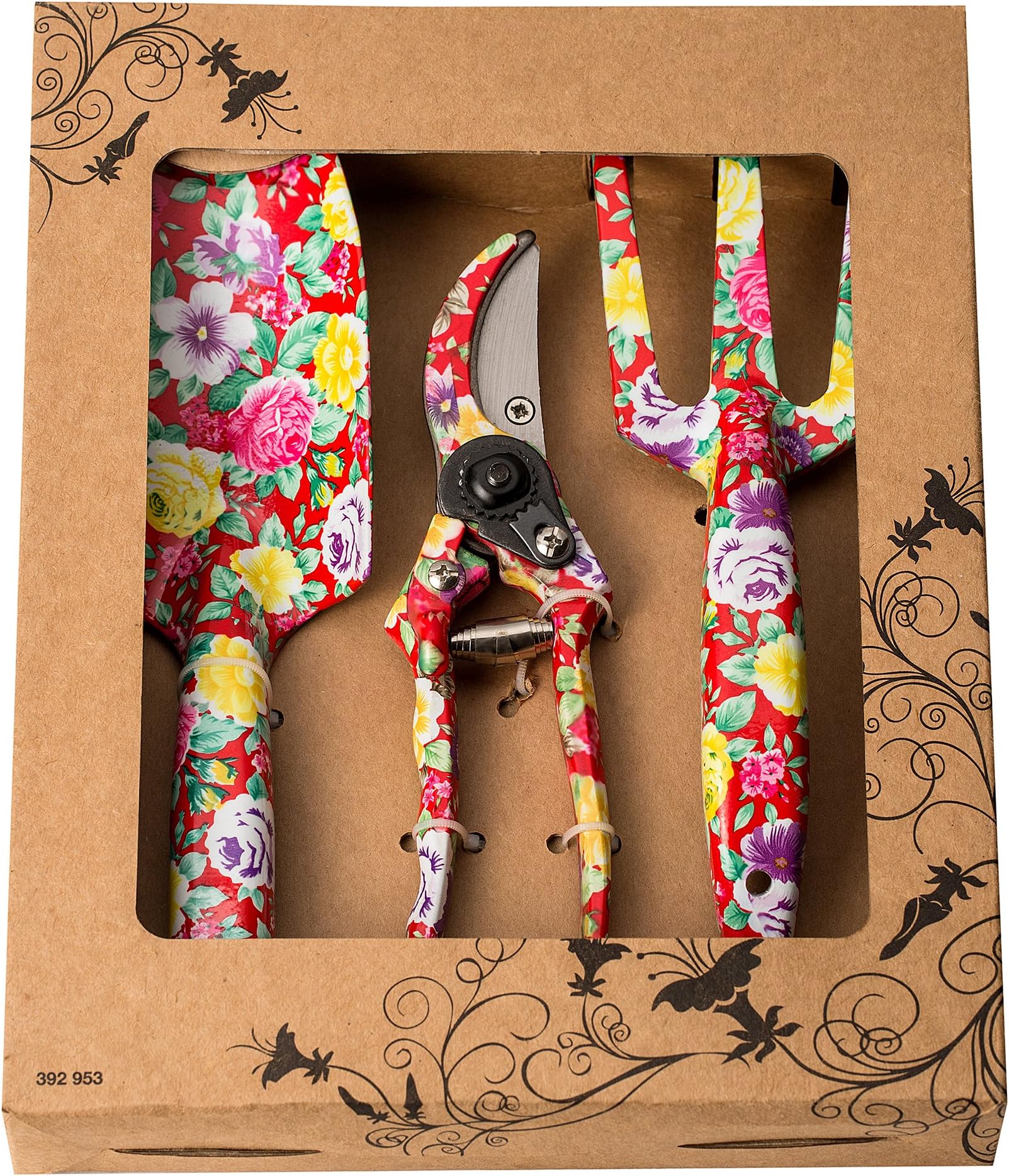 FLORA GUARD3 Piece Aluminum Garden Tool Set - Trowel, Cultivator, Pruning Shear, Tool Set for Gardening Needs (Red)