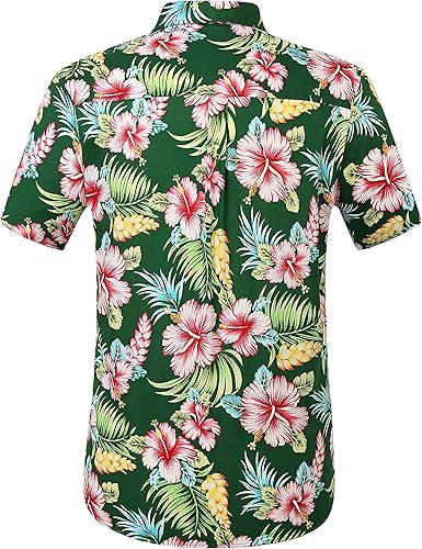 Miniatura 2 de SSLR Camisa hawaiana para hombre, casual, con botones, camisas hawaianas de manga corta para hombre