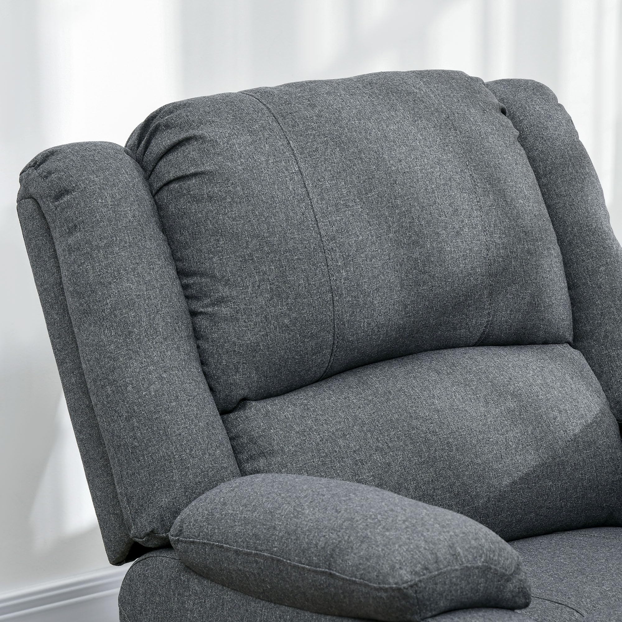 HOMCOM Relaxsessel Fernsehsessel mit Liegefunktion Liegesessel Sessel mit Verstellbarer Rückenlehne, Fußstütze TV-Sessel mit Leinenoptik für Wohnzimmer Schlafzimmer, Dunkelgrau
