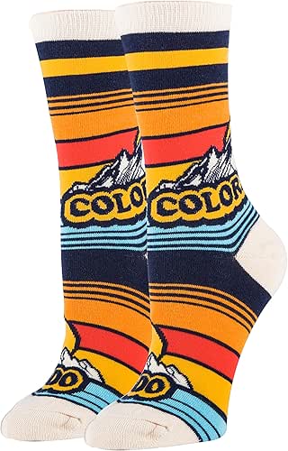 ooohyeah Women's Crew Funny Novelty Socks, City State Gifts Souvenirs,
