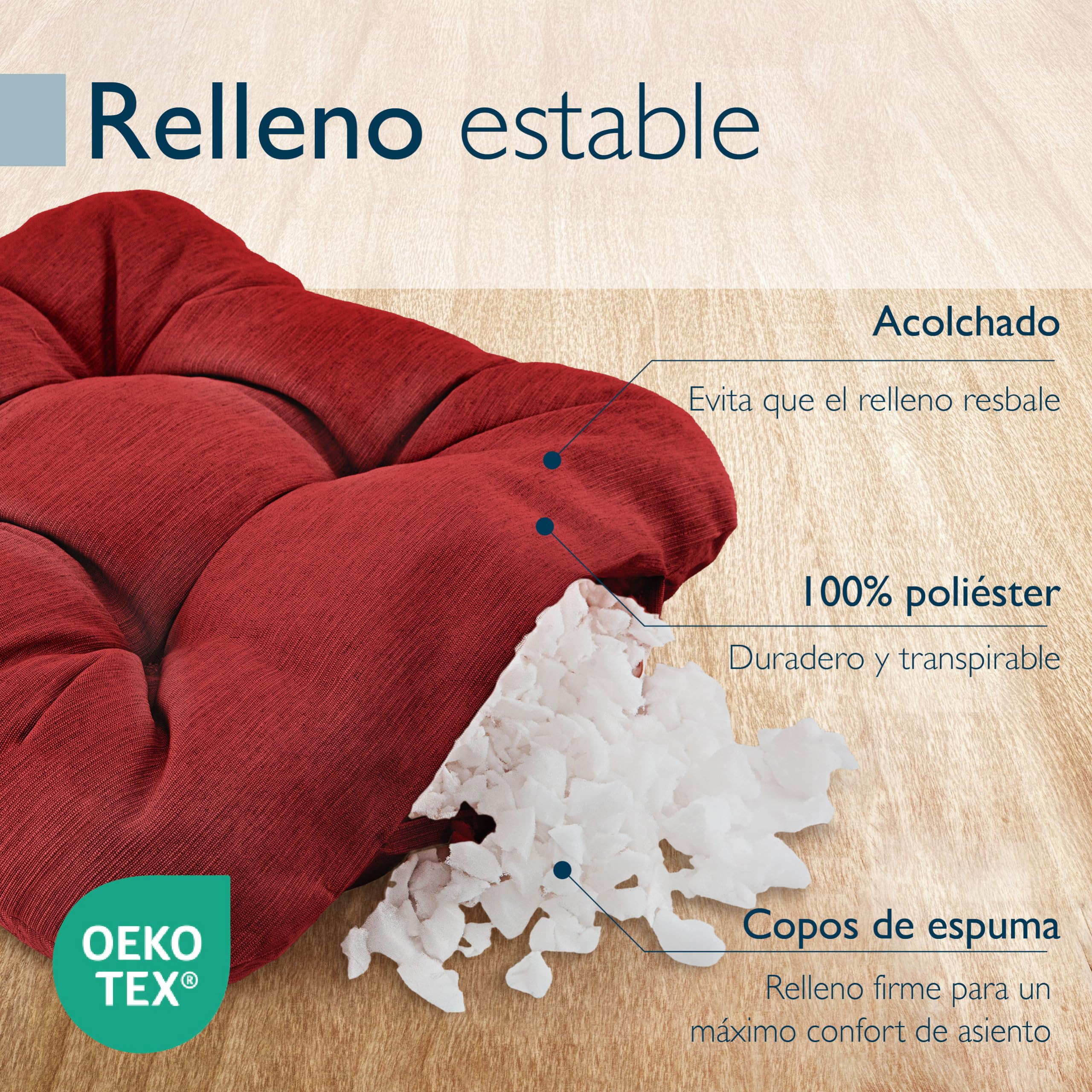 Beautissu 4X Cojines de Silla Premium 35x35 cm - Cojines Interior y Exterior Acolchado de Espuma Resistente de 8 cm de Grosor, Made in EU - Rojo - HighLux SK