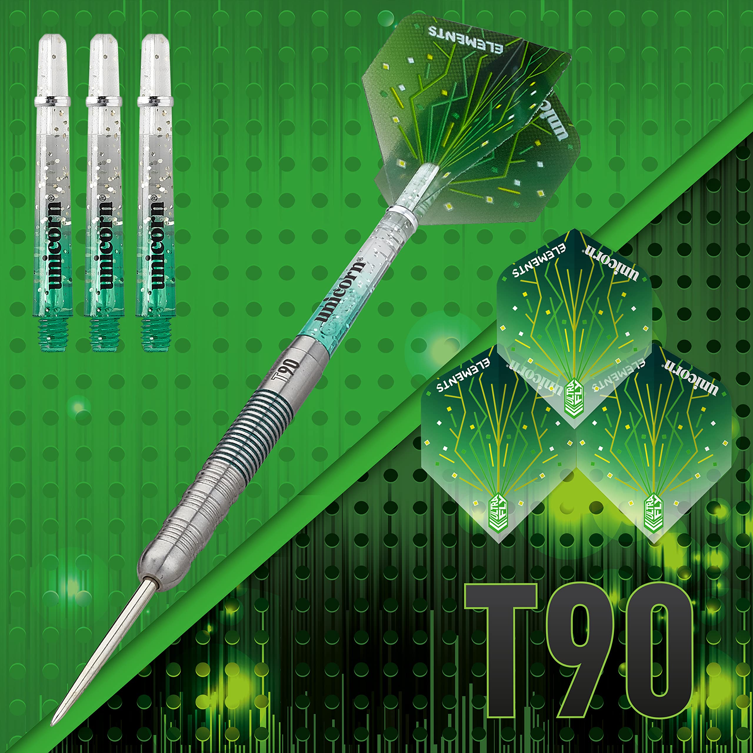 Unicorn Steel Tip Professional Darts Set, Green, 21 g - Image 2