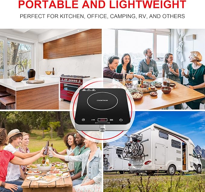 Estufa Vitrocerámica 1 Puesto 15.55" Corriente Doméstica miniatura 7