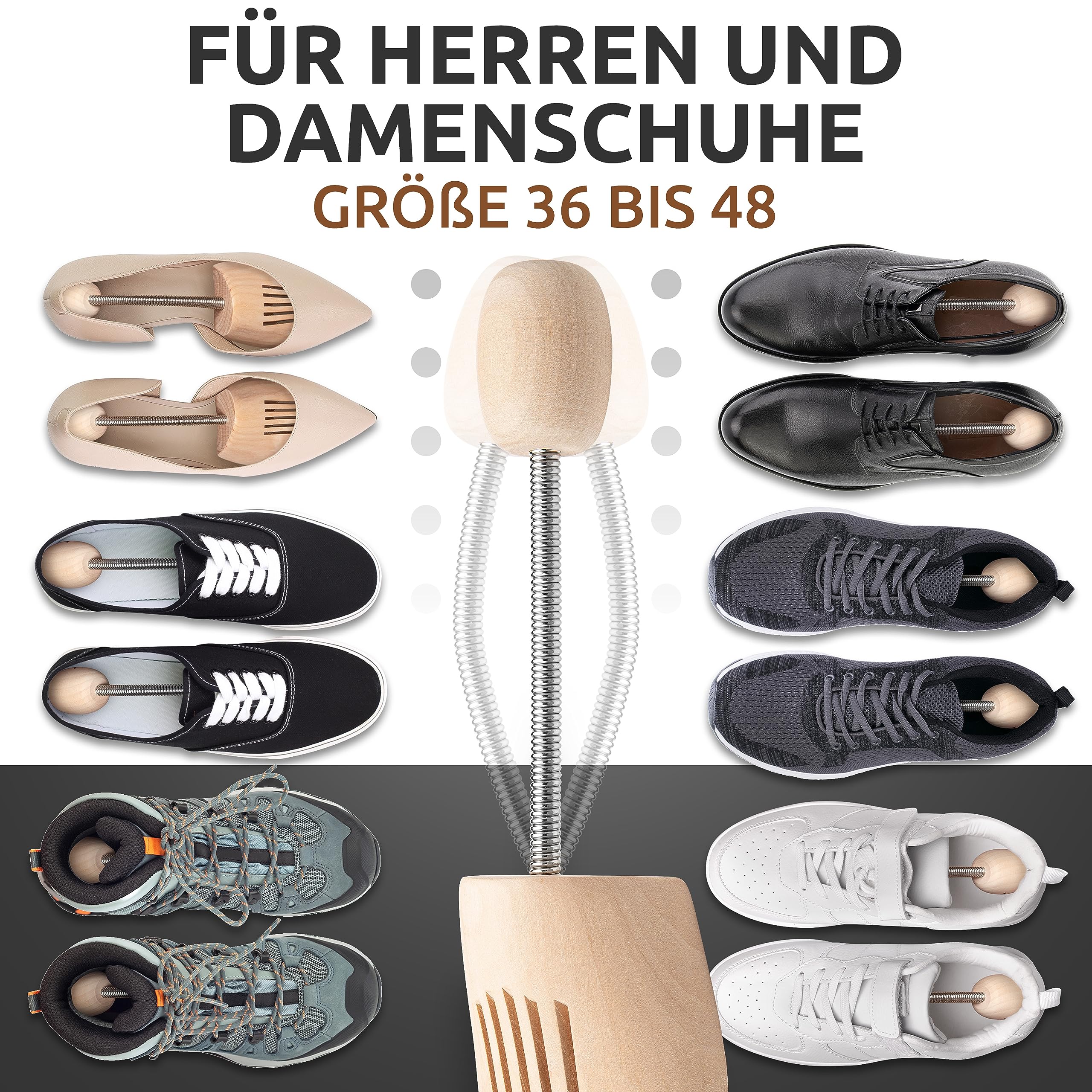 JK Trade® Embauchoirs de chaussures de qualité supérieure pour homme - En bois de lotus - Pour chaussures - Pour agrandir la forme - Pour affiner la forme - Tailles 36 à 48