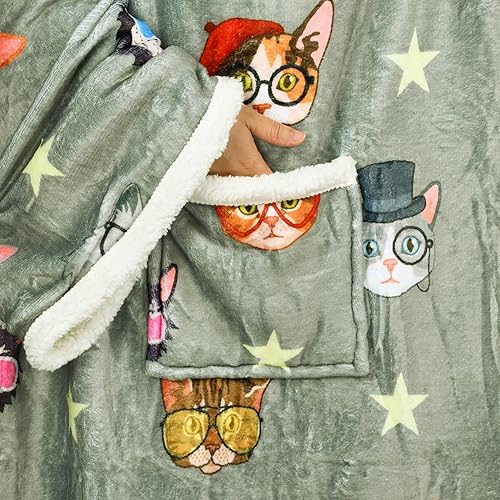 Miniatura 6 de Catalonia Manta Sherpa con mangas y brazos, cómoda manta de TV con mangas, manta grande y cómoda para mujeres y hombres, regalo para ella, años 80