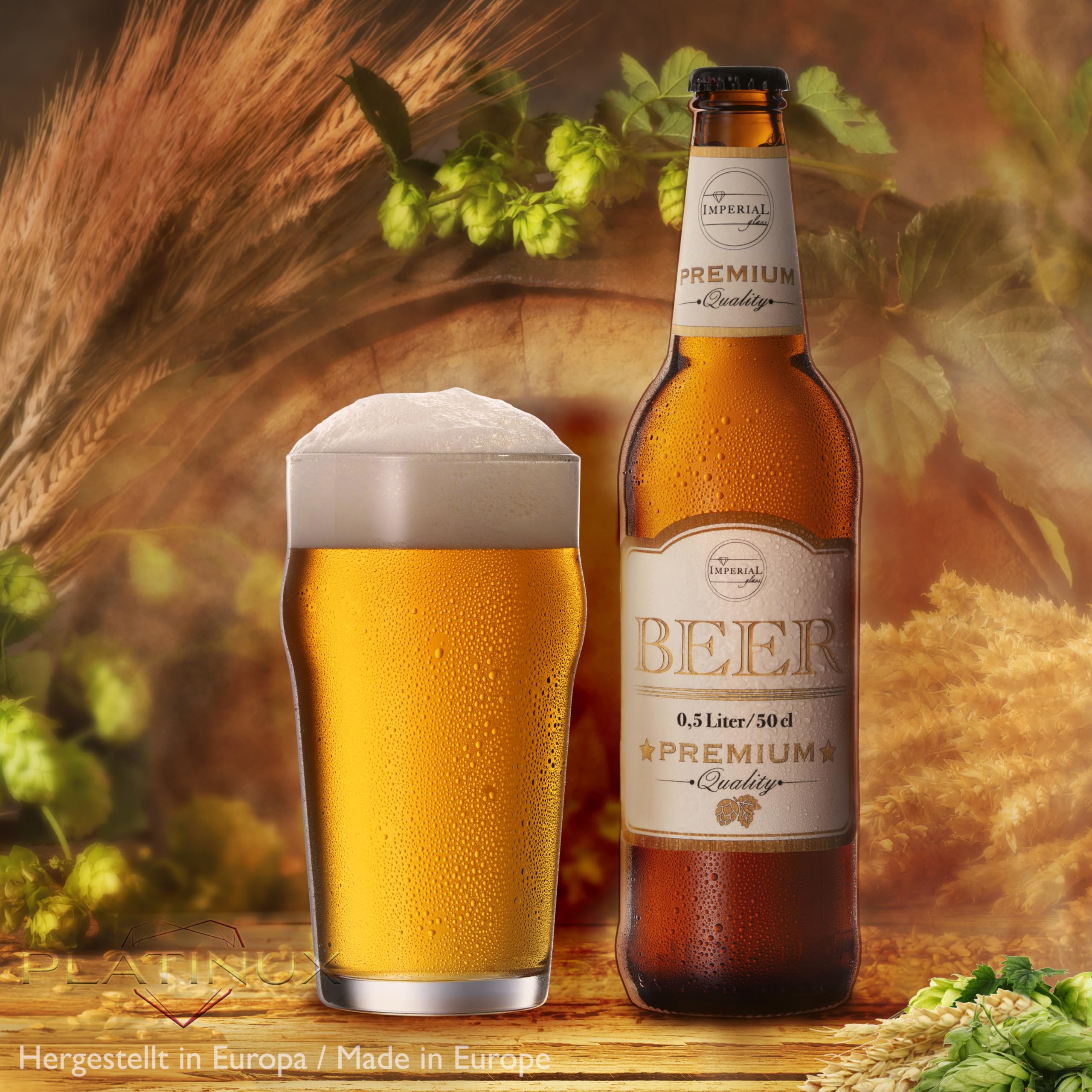 PLATINUX Set di 6 bicchieri da birra da 500 ml (max. 568 ml), boccali da birra in vetro per birra