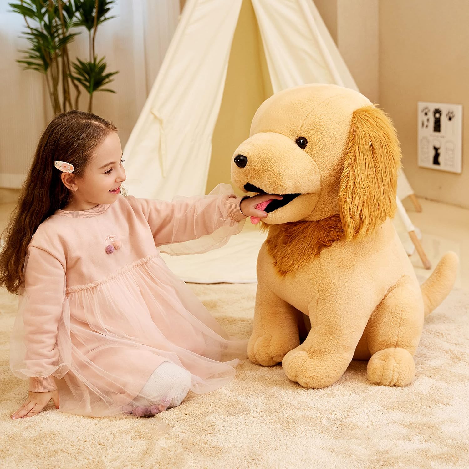 IKASA Giant Golden Retriever Dog Stuffed Animal Plush Toy,23" Large Big Jumbo Puppy Soft Toys,Huge Size Cute Fluffy Plushy Fat Plushie,Gifts for Kid