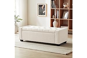 Elegant Queen-Size Storage Ottoman Bench with Safety Hinge for Bedroom and Living Room