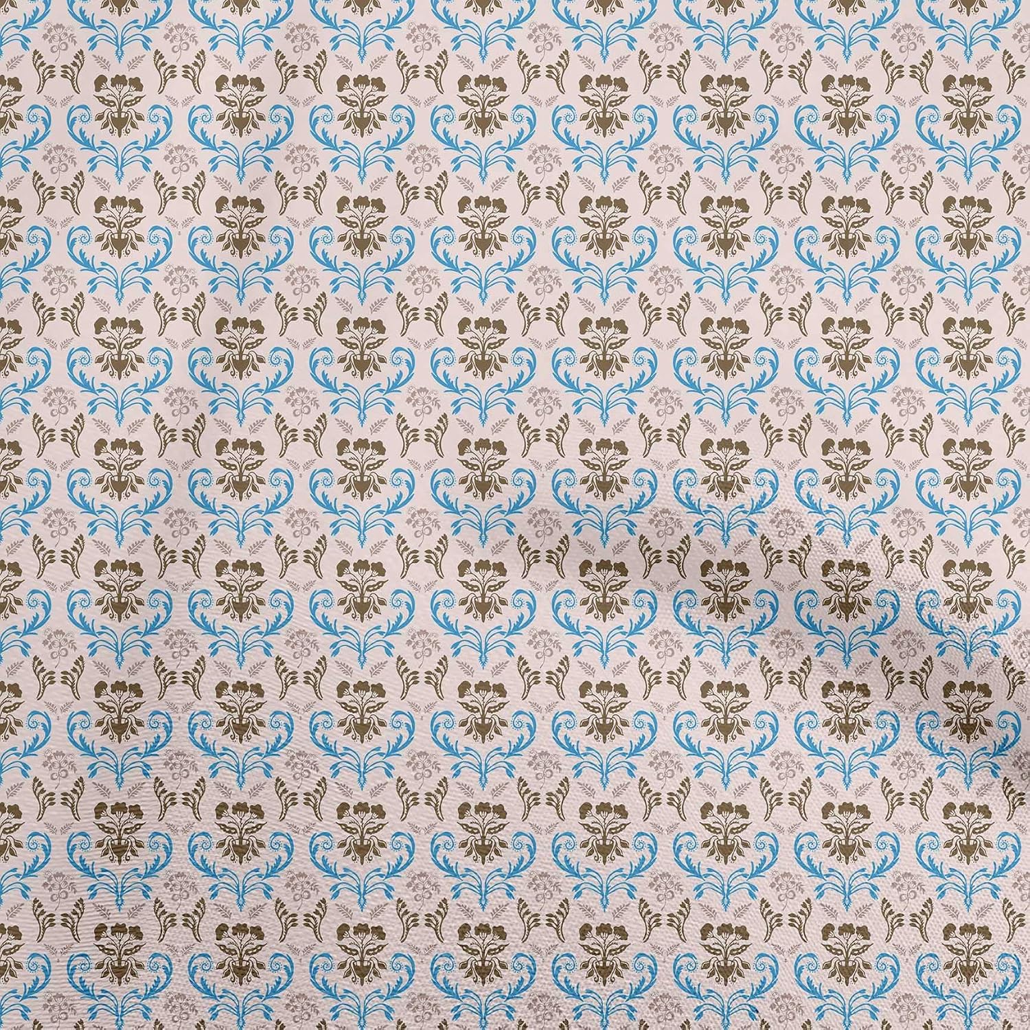 oneOone Viscose Chiffon Blue2 Fabric Floral Sewing Craft Projects Fabric Prints by Yard 42 Inch Wide