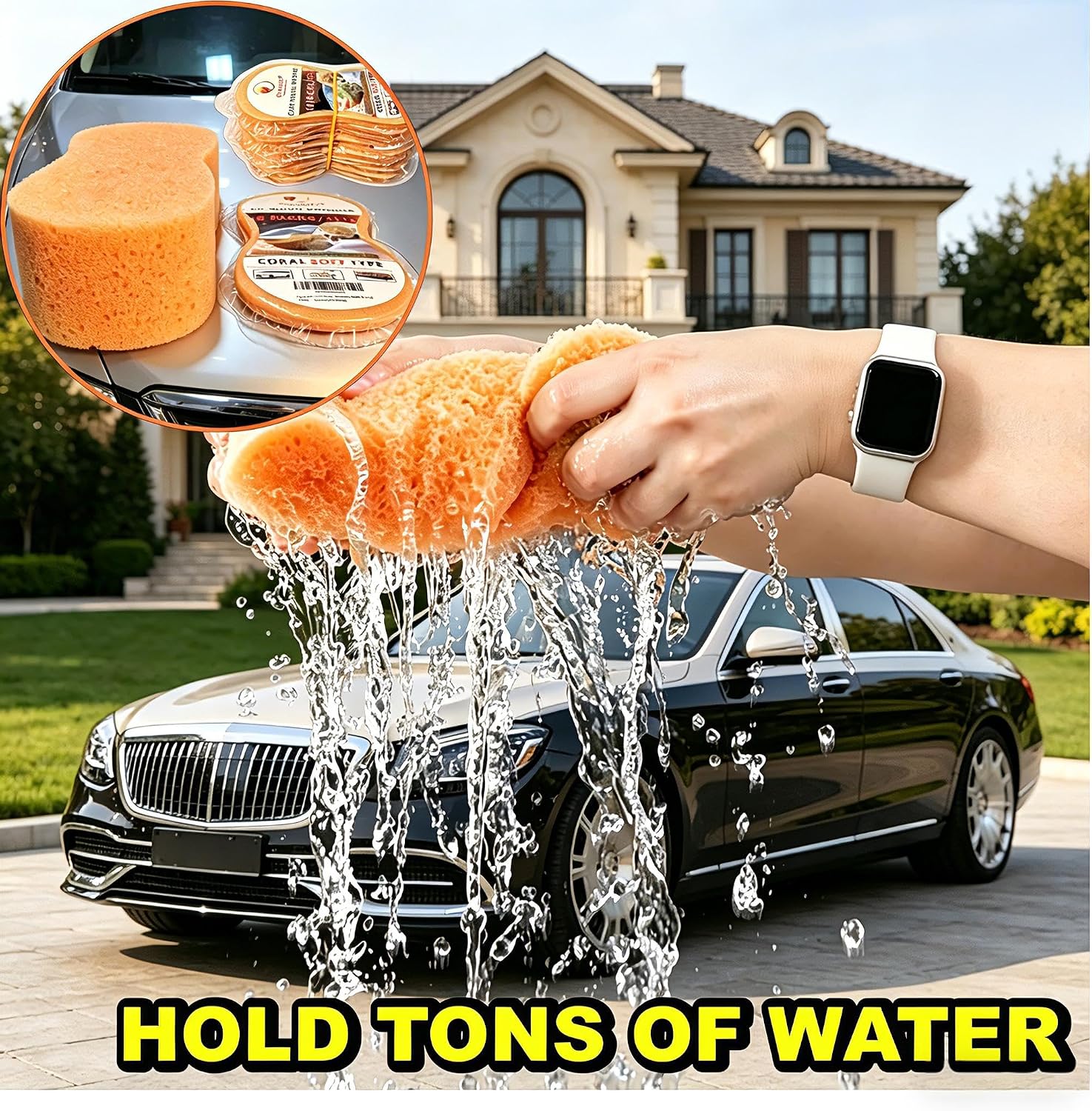 QUALIALL Car Wash Sponge, 10 Pack, Thick and Large, Orange image 5