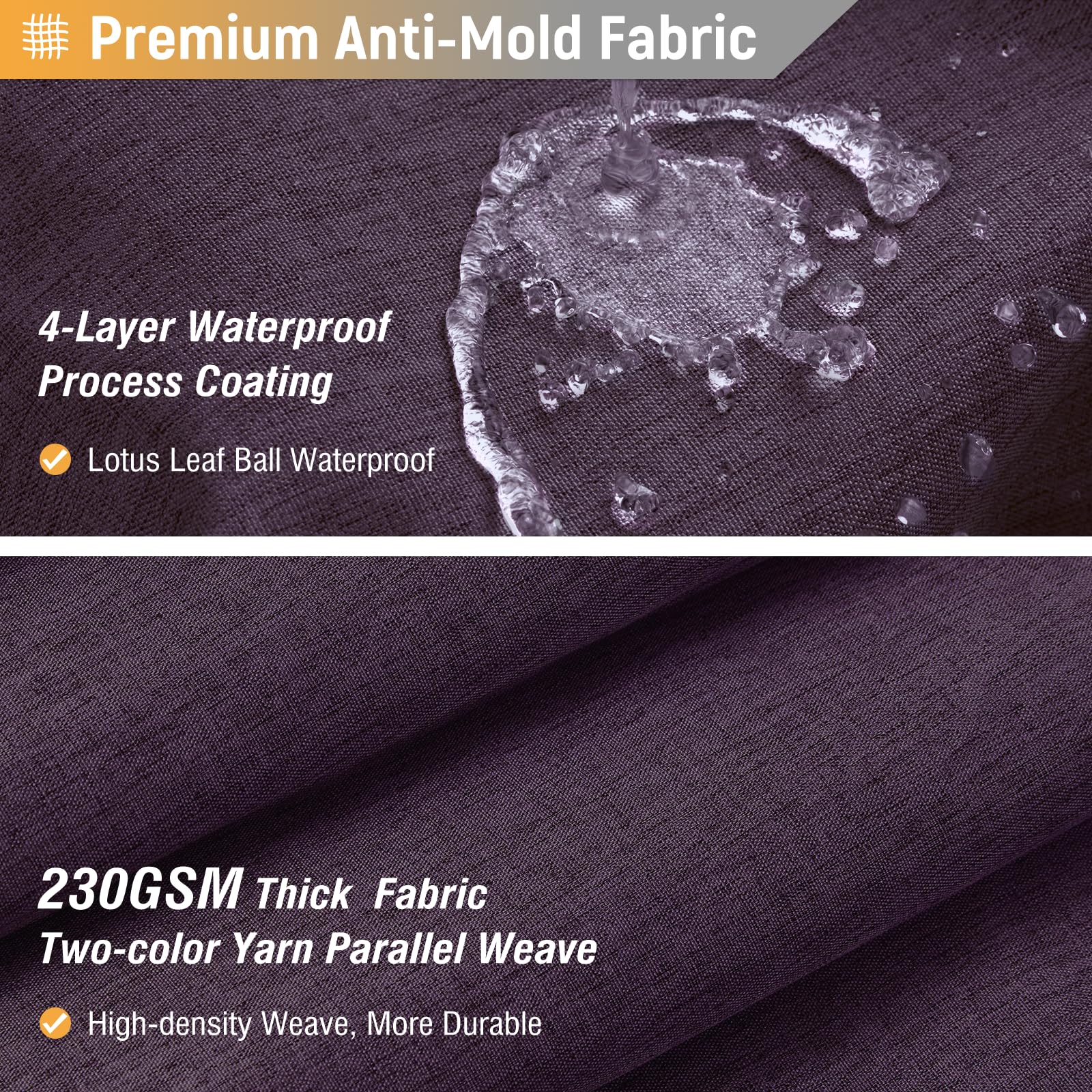 BTTN Purple Shower Curtain, Modern Linen Look Textured Fabric, Waterproof Polyester for Wet Rooms Weighted Hem - Image 2