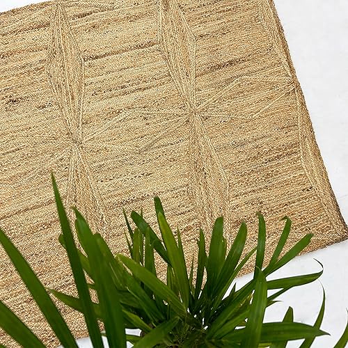 Miniatura 5 de ARTS OF JAIPUR Collection - Alfombra de pasillo de 3 x 10 pies, hecha a mano india, de yute natural, alfombra trenzada con festoneada amarilla,