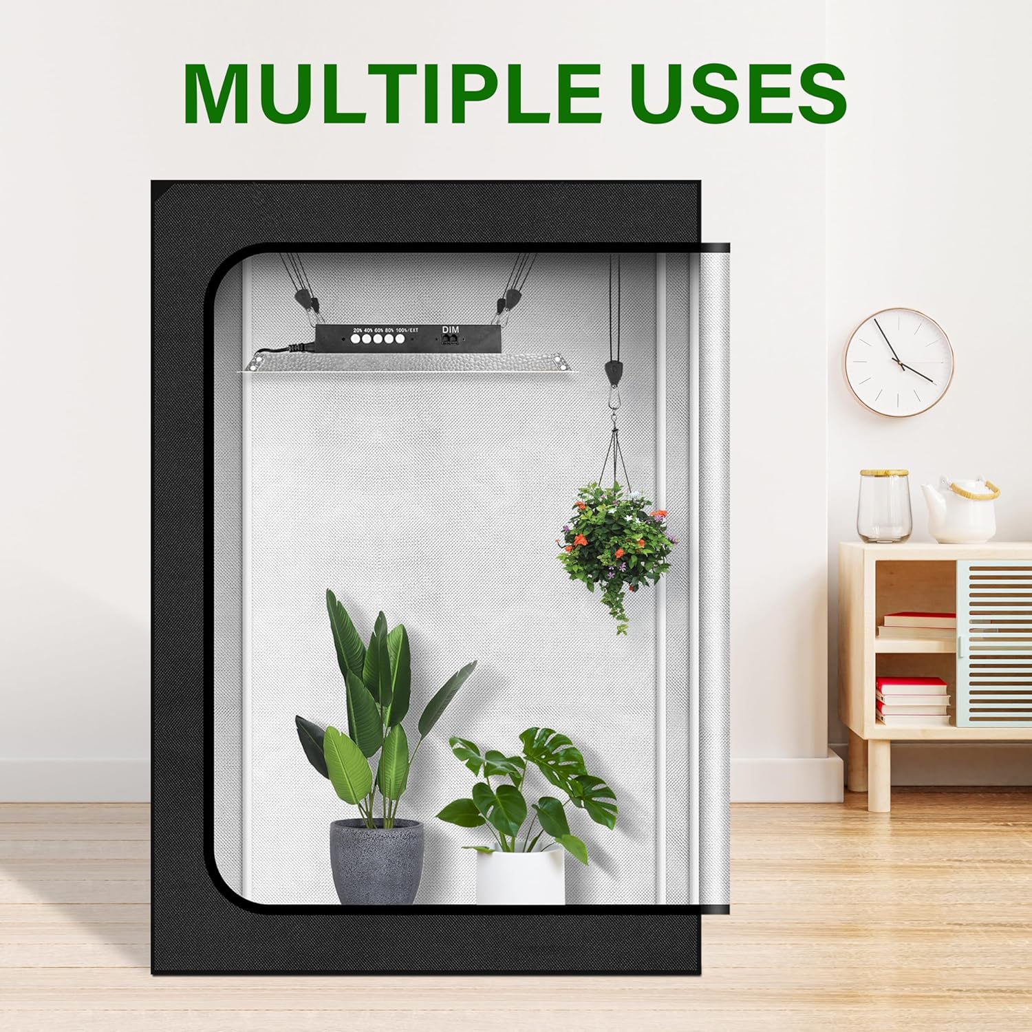 Simple Deluxe 2 Pairs 1/8 inch Adjustable Heavy Duty Rope Hanger Reinforced Metal Internal Gears Ratchets for Grow Light, 8ft Long & 150lbs Weight Capacity, Loose-Proof Design - Image 6