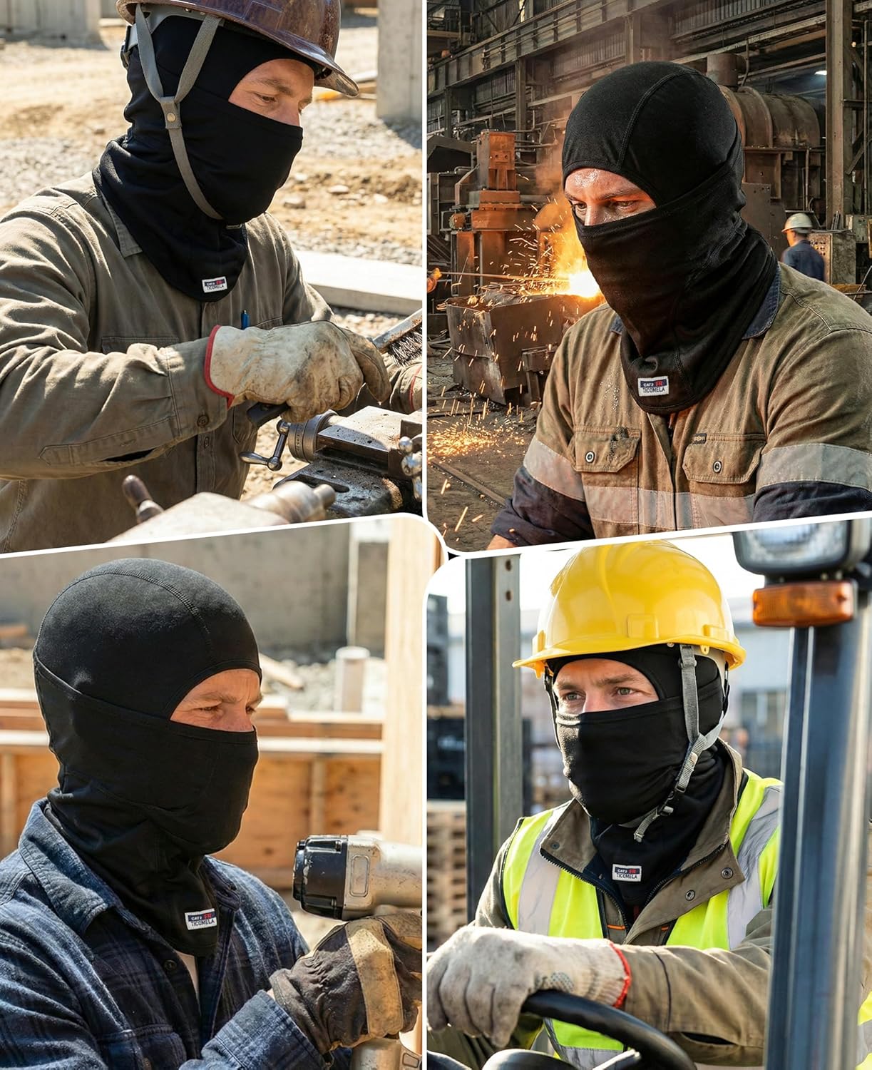 TICOMELA FR Face Mask Balaclava - Lightweight & Breathable for Summer |CAT2 Arc Rated Flame Resistant Hood,Welding Safe Cover