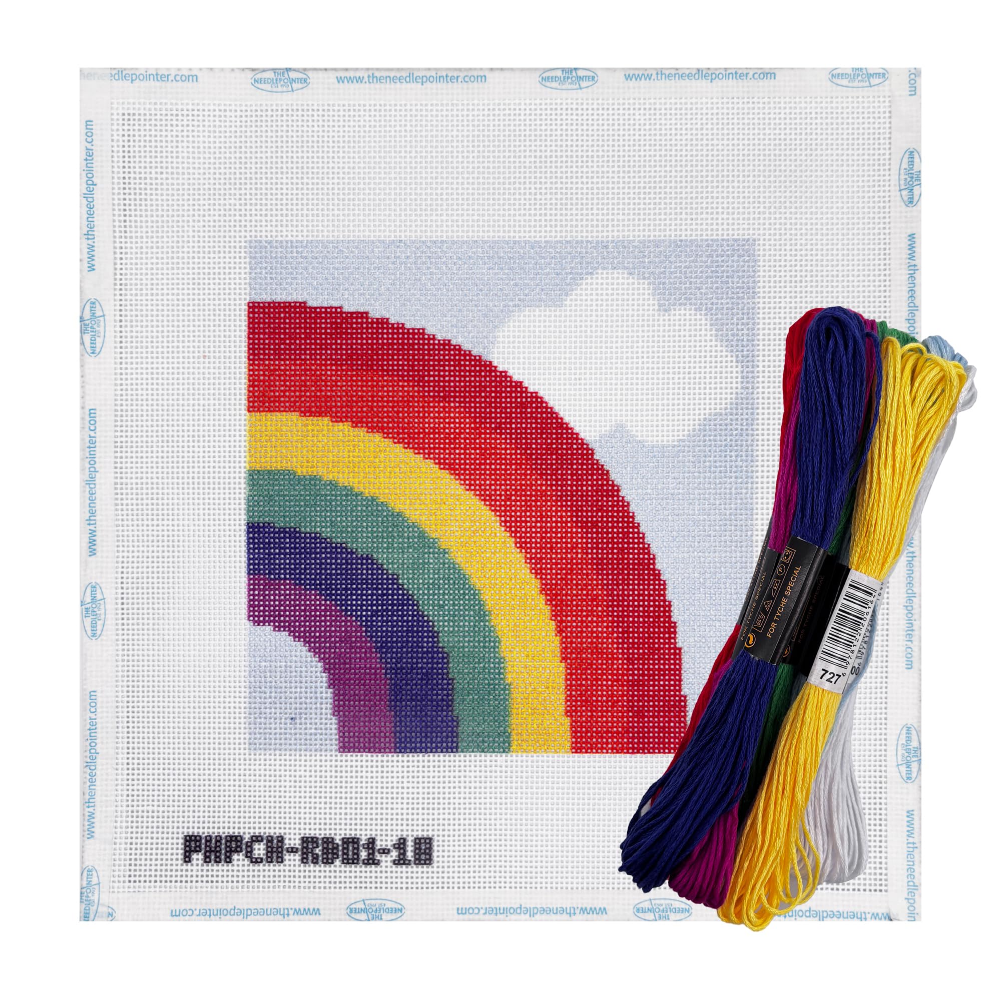 Howie's Needlepoint Needlepoint Kits for Adults &amp; Beginners, 18 Mesh Printed Needlepoint Canvas, Stamped Patterns Canvas Starter Kits(Rainbow,6"x 6")