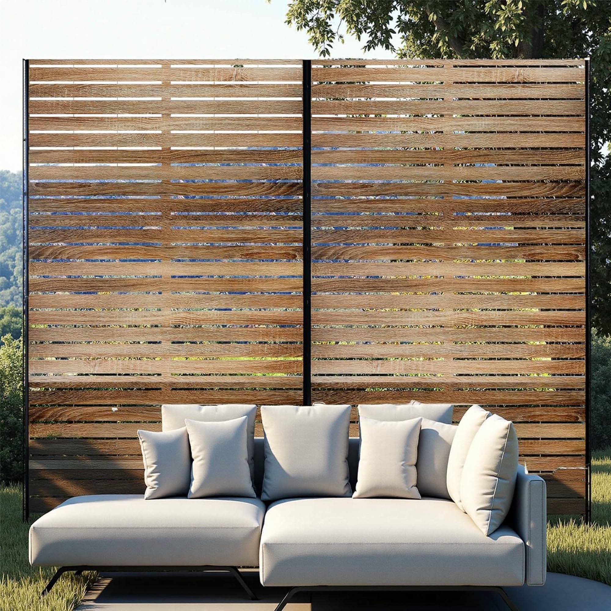 Decorative Garden Privacy Screen with Stand, 183x120cm Large Freestanding Metal Outdoor Divider with Installation Accessories, Trash Can Privacy Fence Screen Panels for Patio, Garden & Hiding Bins — image 1