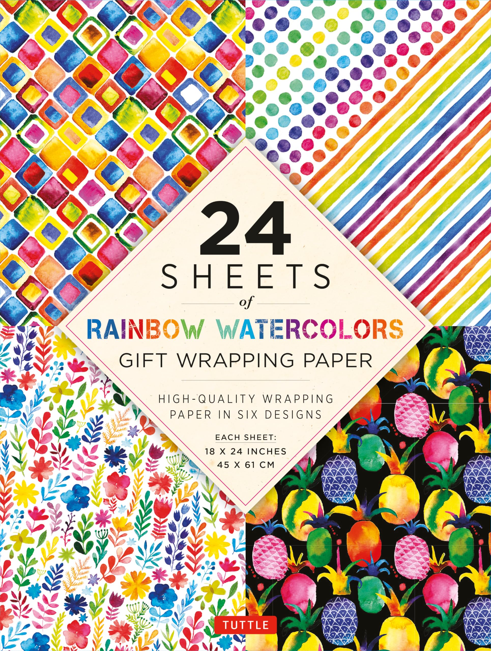24 sheets of Rainbow Watercolors Gift Wrapping Paper: High-Quality 18 x 24" (45 x 61 cm) Wrapping Paper: 18 x 24" (45 x 61 cm) Wrapping Paper