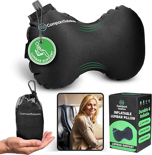 Miniatura 1 de Almohada lumbar inflable para viajes en avión - Almohada inflable de viaje - Almohada inflable de espalda - Soporte lumbar inflable - Adecuado para