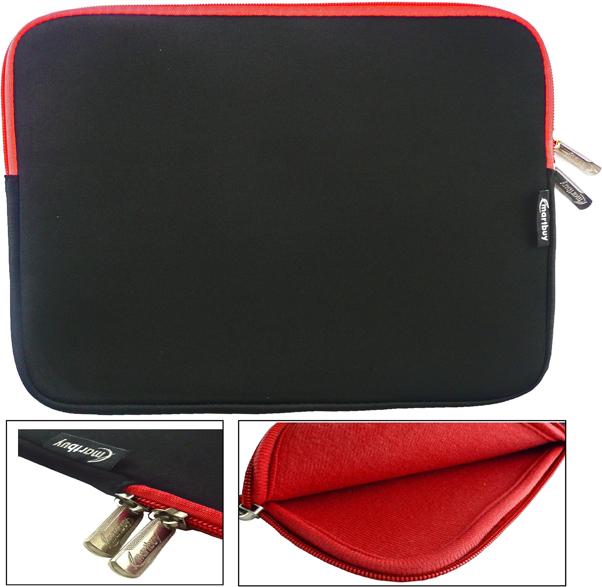 Emartbuy® Linx Versare 10 Inch Tablet PC with Keyboard Black/Red Water Resistant Neoprene Soft Zip Case Cover Sleeve With Red Interior & Zip (10-11 Inch Tablet/Netbook)