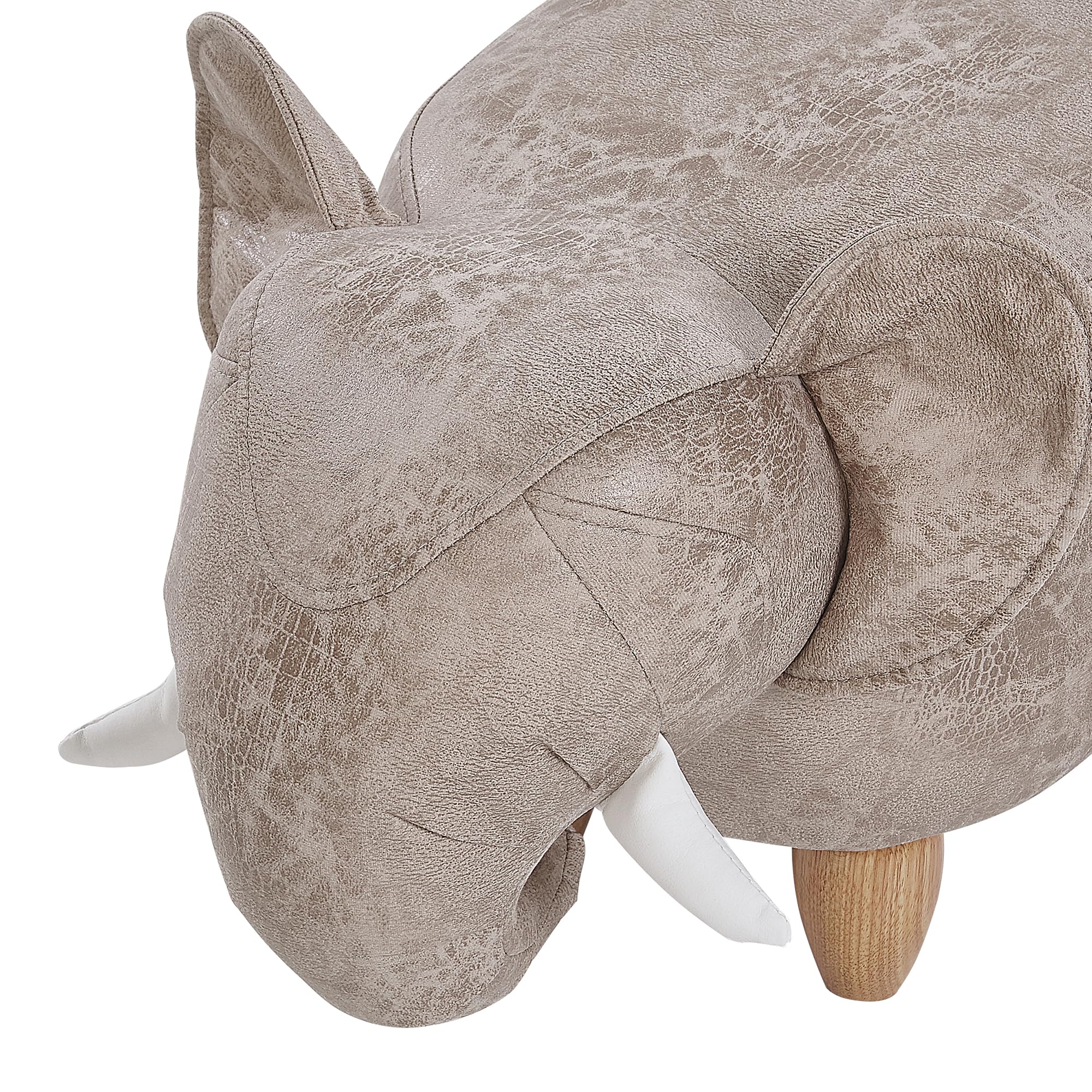 Beliani Praktischer Hocker für Kinder und Tiere in Elefanten-Form hellgrau Lederoptik mit Höhle Jumbo