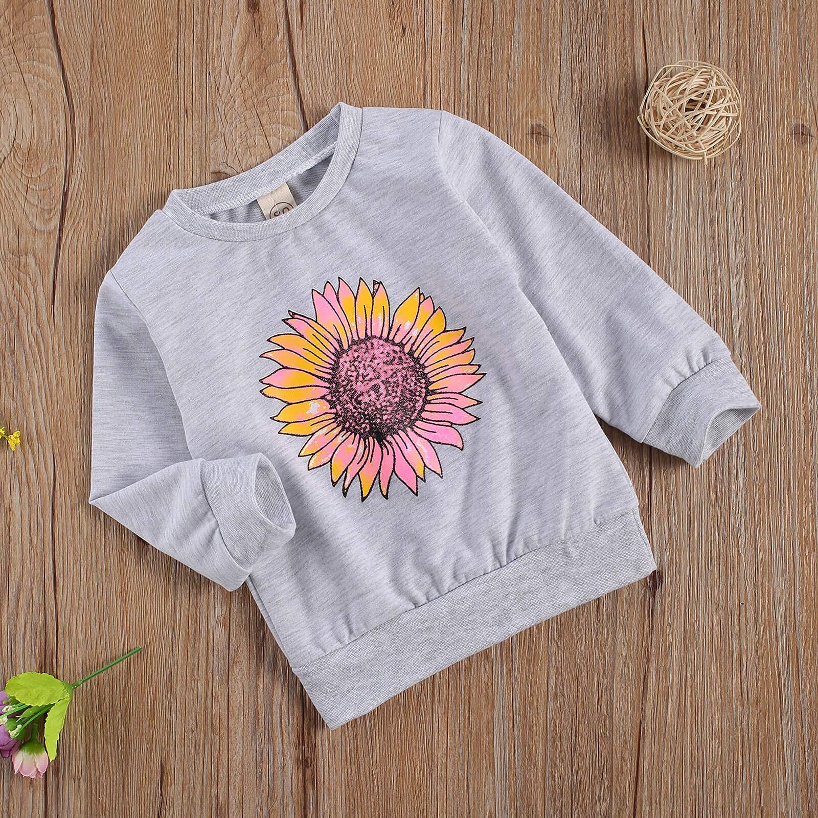 Toddler Baby Girls Boys Long Sleeve Pullover Sweatshirts Cotton Crew Neck Cute Top Outfit (Gray,3-4T)