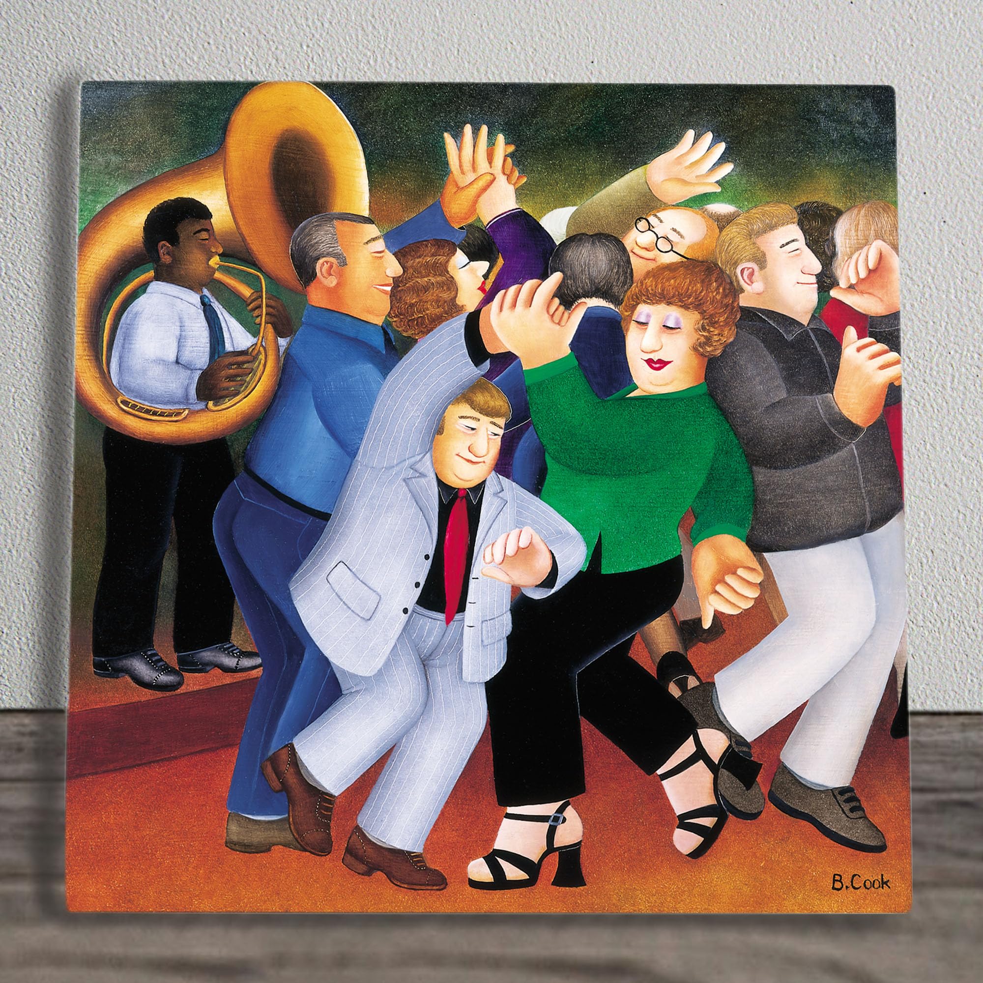 Global Designs Multilcoloured Jiving To Jazz Ceramic Tile Picture Plaque Sign Musical Wall Art By Beryl Cook Uv Printed Artwork 20X20cm