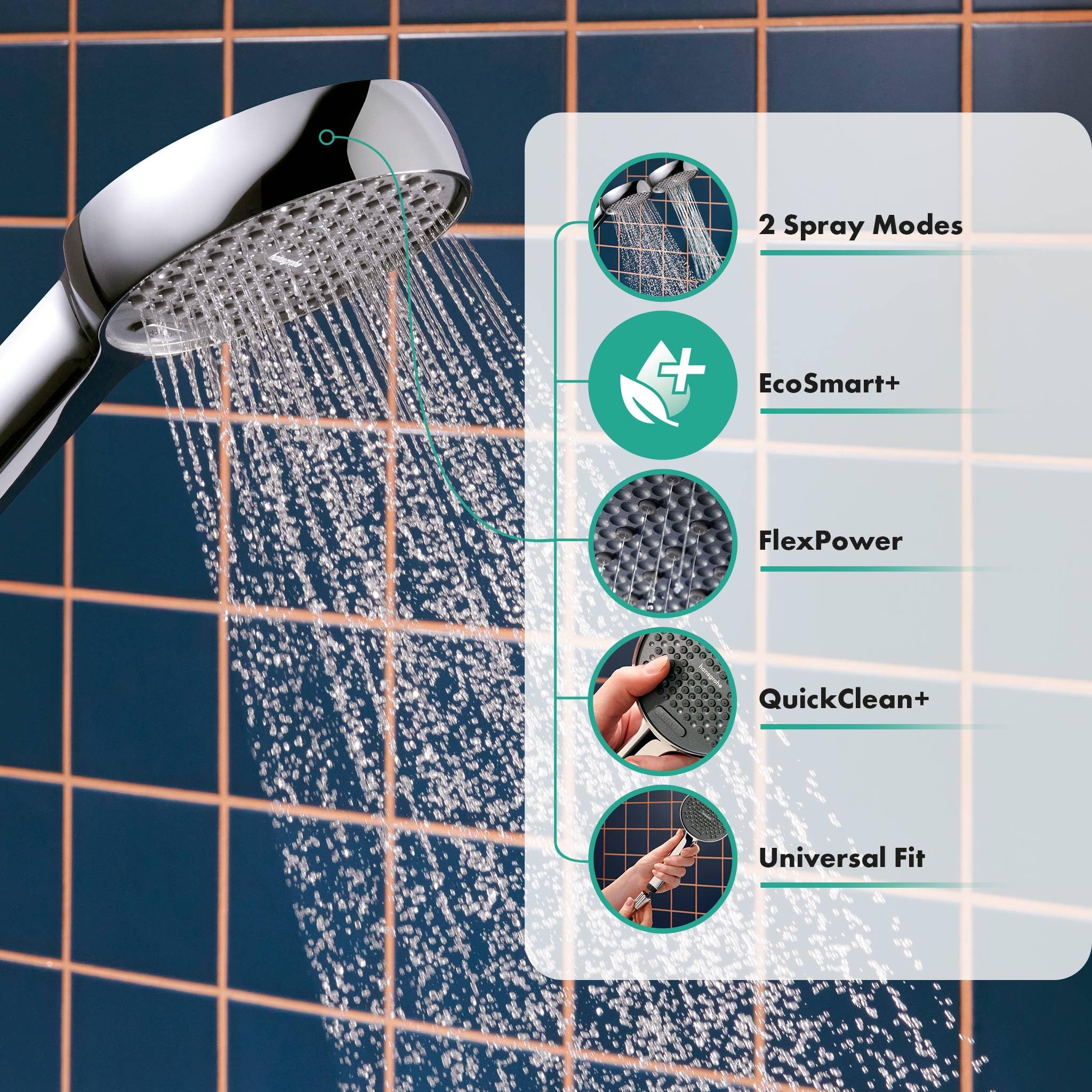 hansgrohe Activera Select S - oszczędzająca wodę główka prysznicowa 6 l/min (EcoSmart+), słuchawka prysznicowa okrągła z 2-strumieniowa, chrom, 28034000