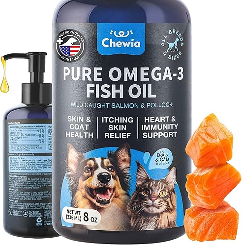 Aceite de pescado Omega 3 para perros y gatos  Suplemento de apoyo saludable para la piel y el pelaje  Omega 3 6 9 EPA DHA ácidos grasos  Picazón en