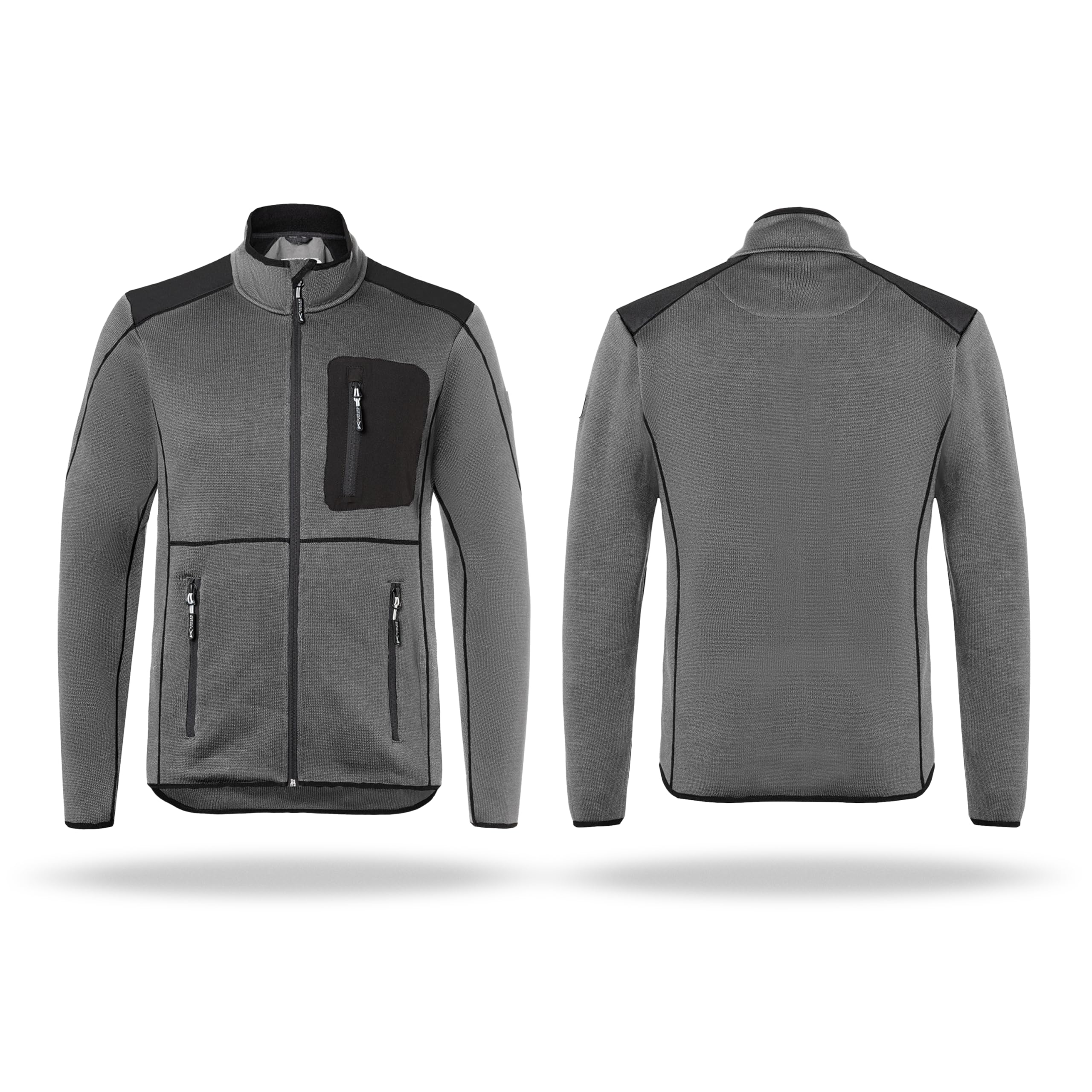 KÜBLER ICONIQ Strickjacke 1443 – Arbeitsjacke im Stricklook mit Kontrasteinsätzen und Front-Reißverschluss