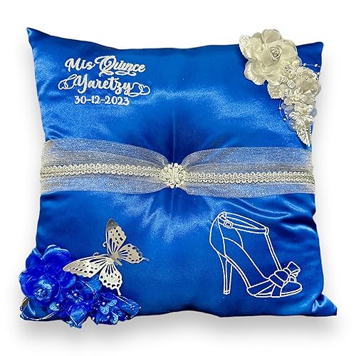 Miniatura 1 de Quinceañera Pillow Set  Sweet 16 Full Set, Quinceanera's Accessories (Blue, Shoe Pillow)