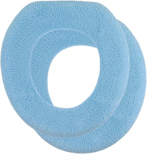 Funda suave para asiento de inodoro, calentador de asiento de inodoro de tela gruesa y afelpada para asientos de inodoro redondos y alargados de 14