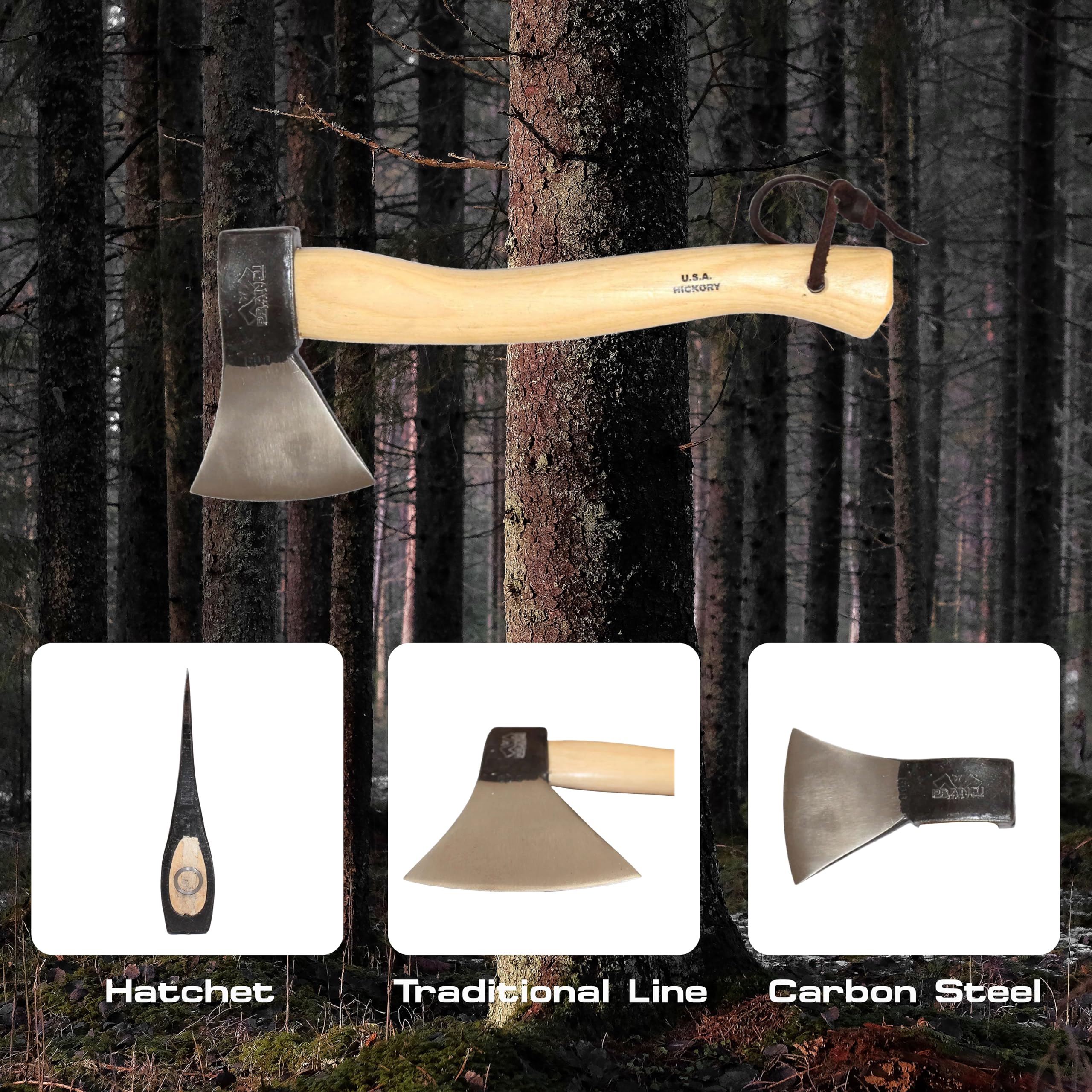 Lightweight Hiking Axe Prandi Segurin C45 Forged Hatchet - 11" Camping ...