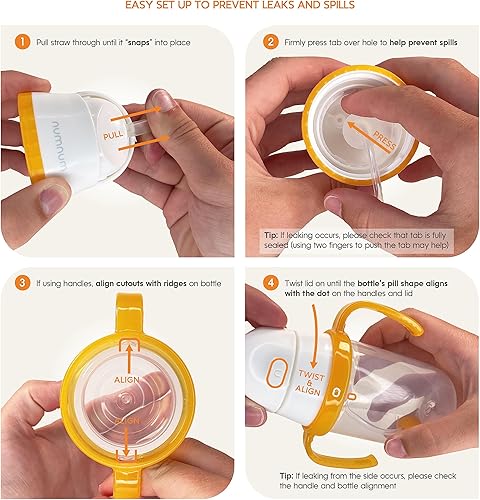 Miniatura 6 de NumNum Vaso con popote con peso para bebés y niños pequeños de 6 a 12 meses, aprobado por expertos, tazas de entrenamiento de 7 onzas con asas