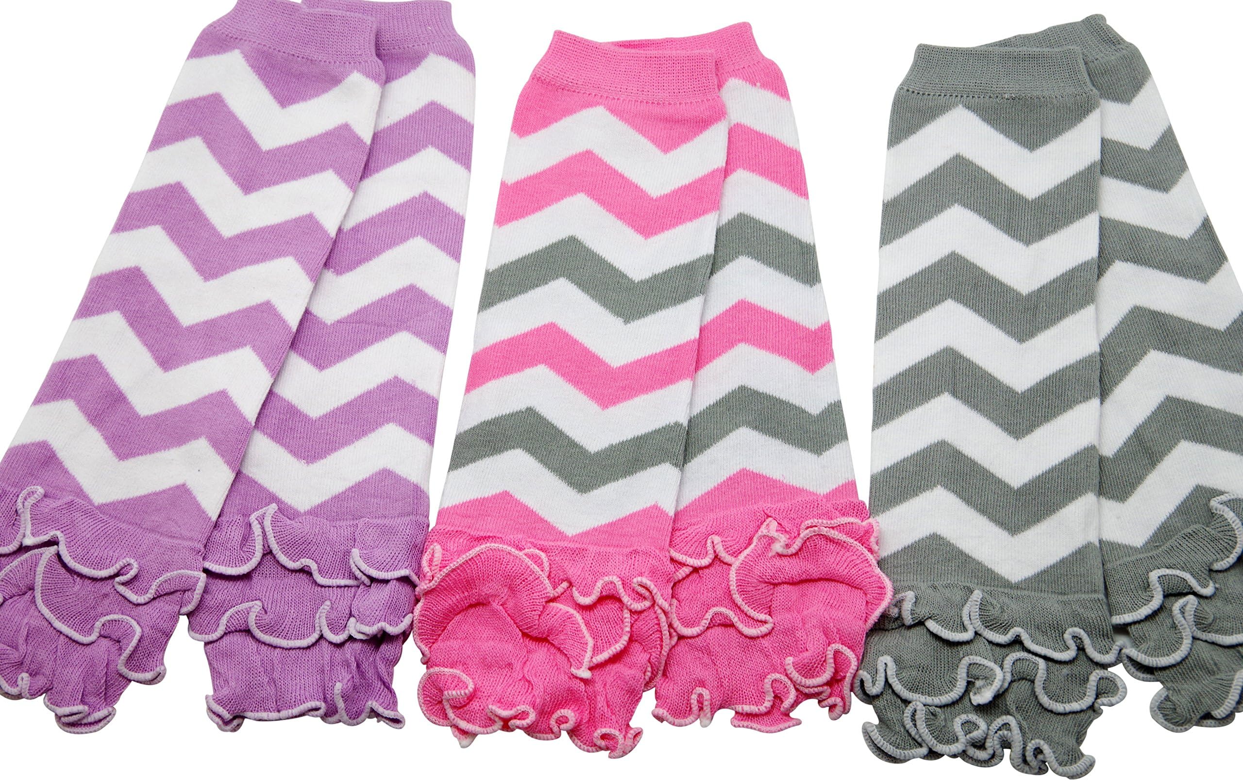 Baby Leg Warmers, 3 Pairs with Ruffles, Soft 'n Warm