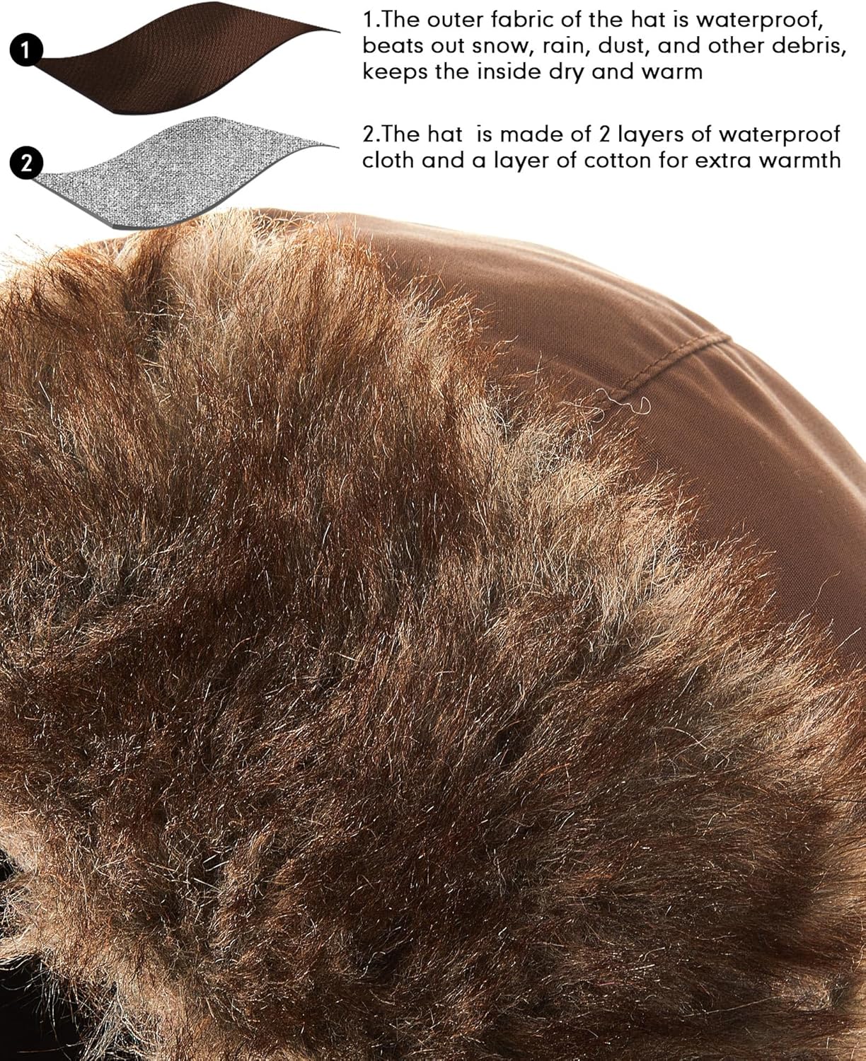 2 Pcs Unisex Winter Trapper Hat with Faux Fur Ear Flaps - Ushanka Hat for Men - Outdoor Skiing & Hunting - Image 5