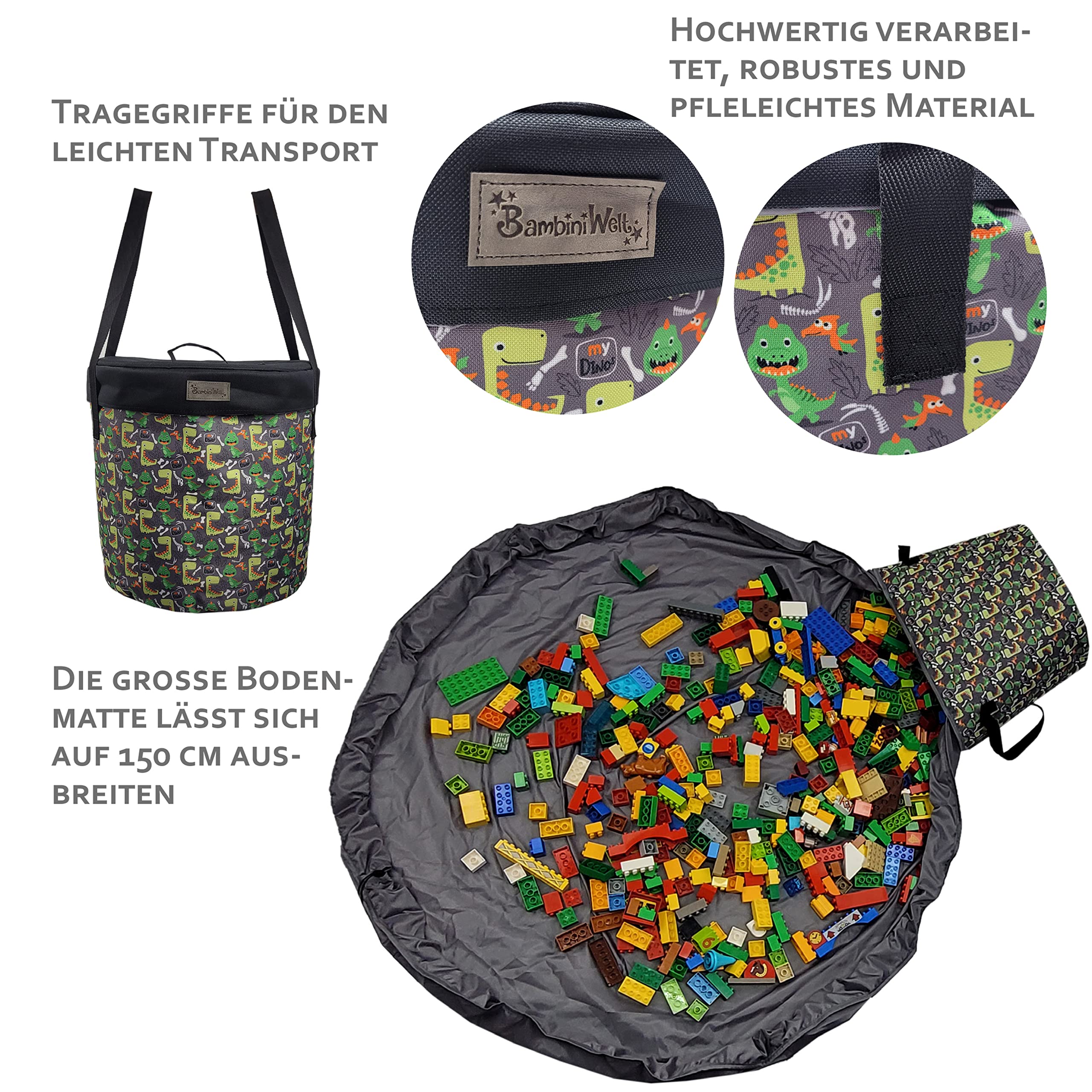 BAMBINIWELT Worek Sprzątania dla Dzieci, Koc Zabawy, Torba Przechowywania Zabawek, Mata Zabawy (Model 37)