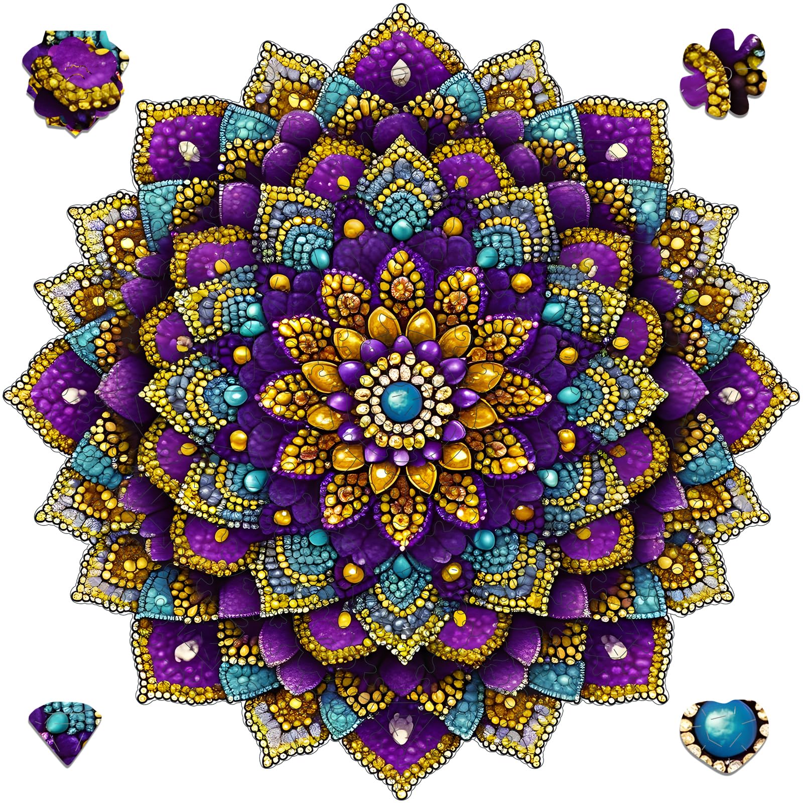 MYS AUR Colorful Gem Wooden Puzzles for Adults, 5MM Thick Jigsaw Puzzles, 200 Pieces Unique Hard Adult Puzzles Gifts for Family Game Nights 16.5 *