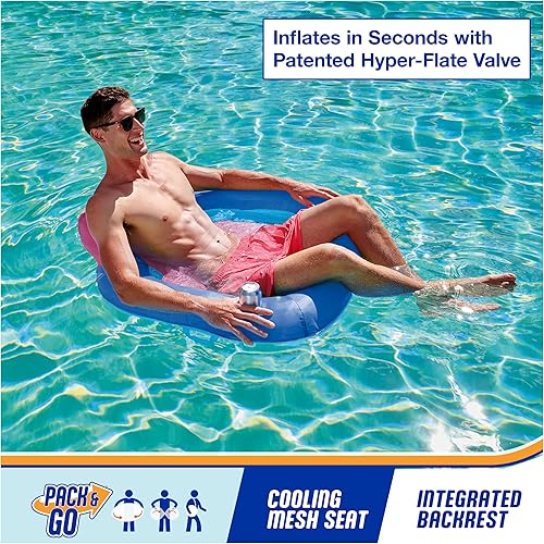 Miniatura 2 de SwimWays Flotador de resorte prémium para piscina, flotadores inflables de piscina para adultos con inflado rápido para edades de 15 años en adelante