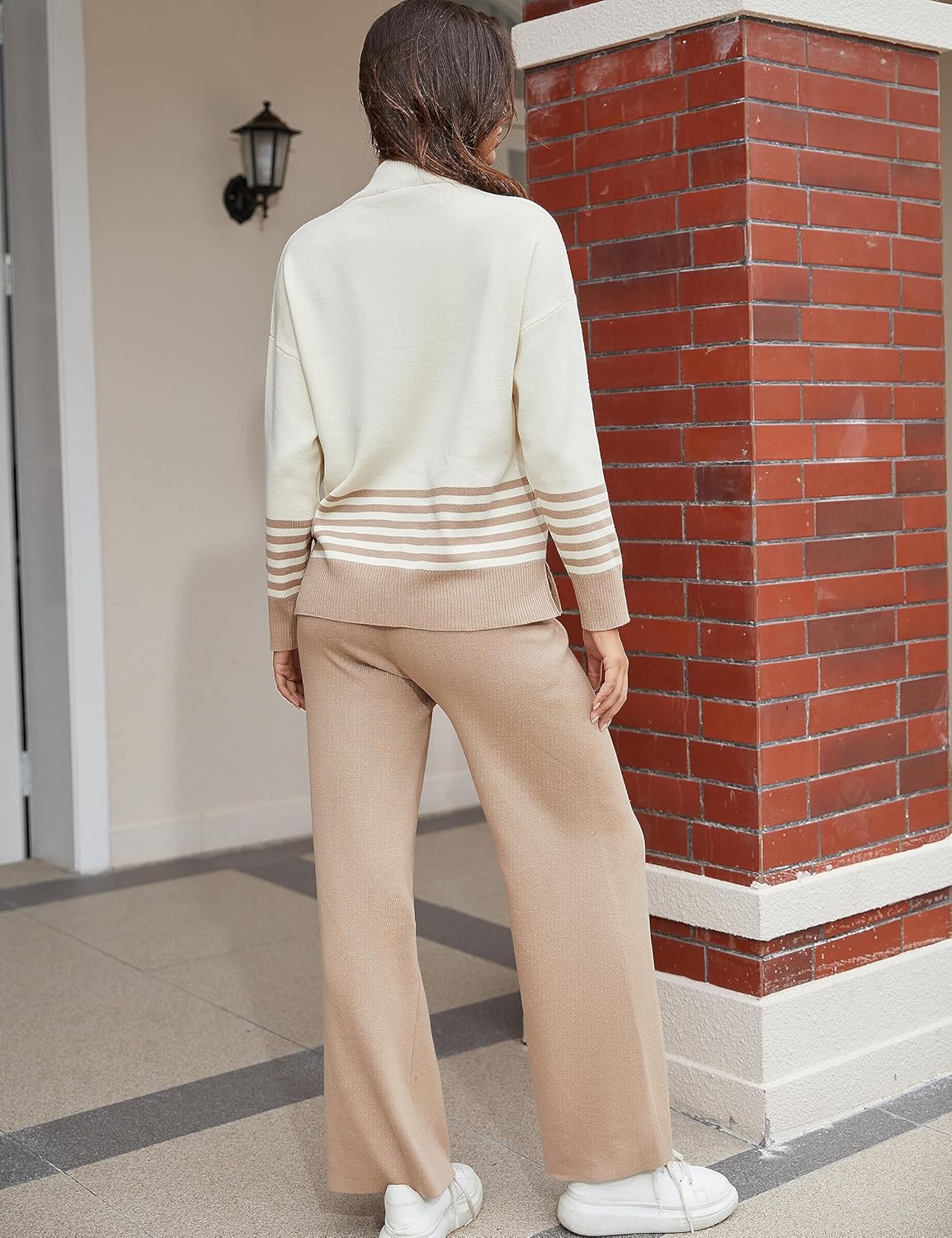 Tanming Women's Lounge Sets 2 Piece Outfits Knitted Pullover Sweater Tops Wide Leg Pants Tracksuit - Image 6