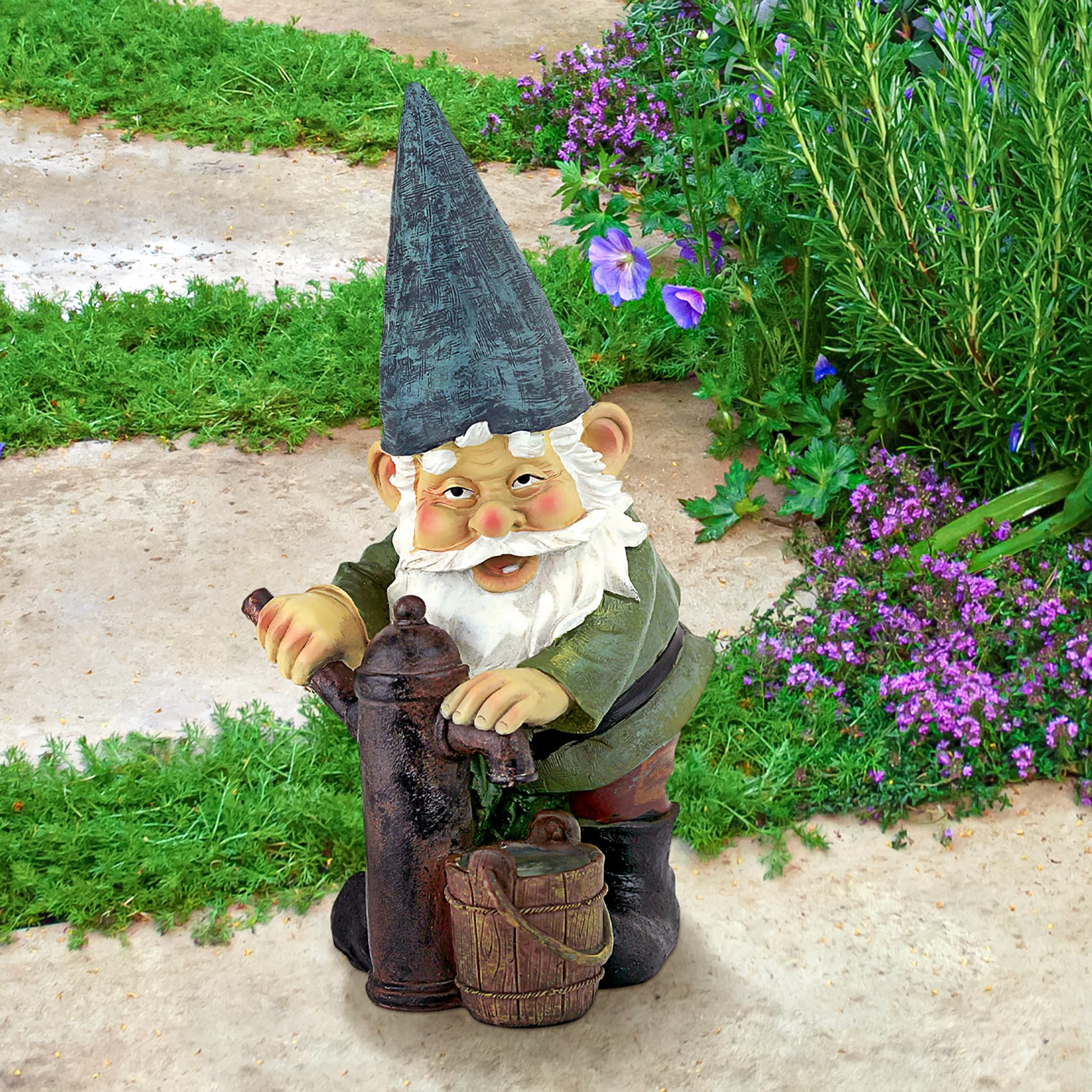 Design Toscano QM2433500 Statue du nain de jardin des pompes d’eaux de Pete Multicolore 14 x 15 x 30,5 cm