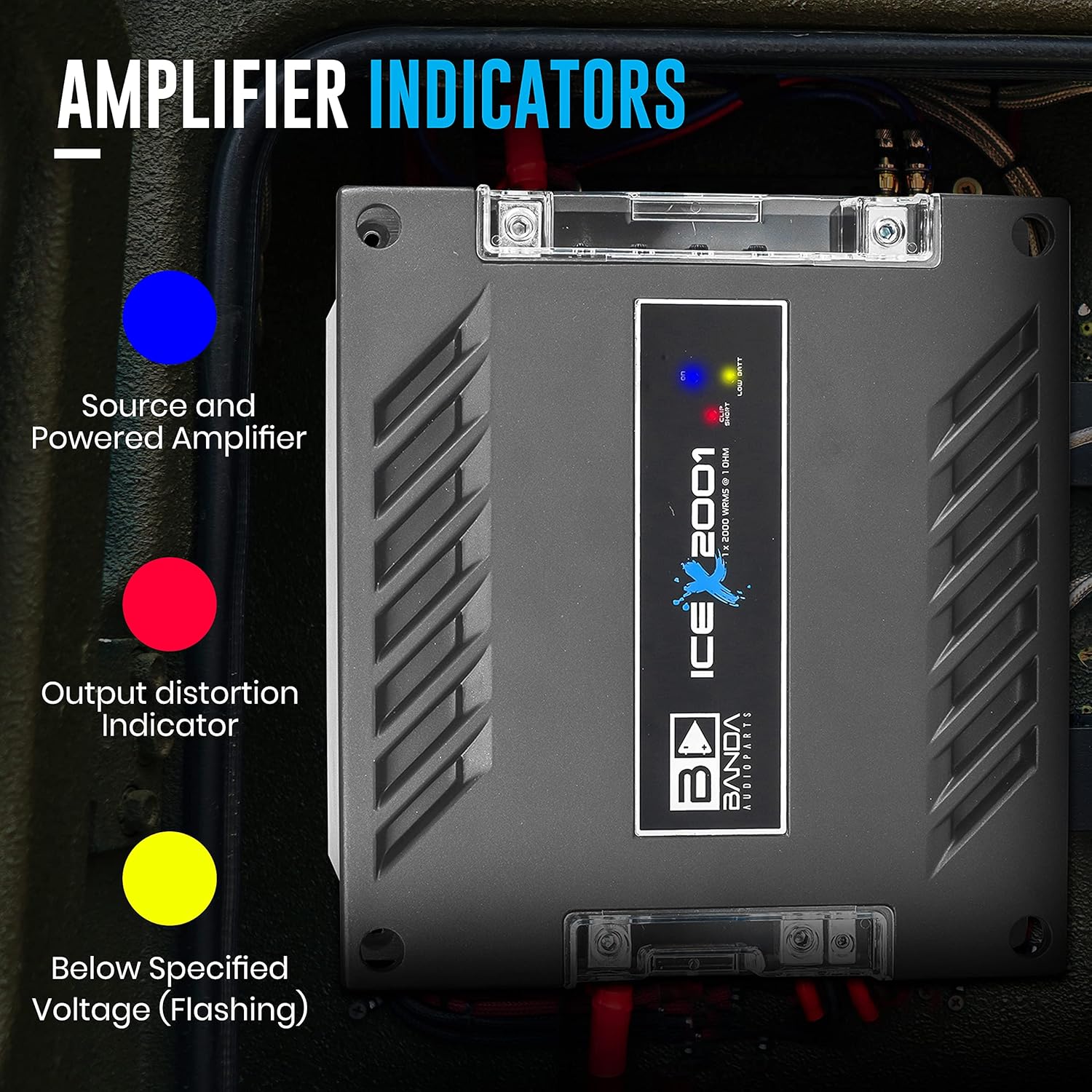 Banda Ice X 2001-1 Channel Car Amplifier with indicator lights explained