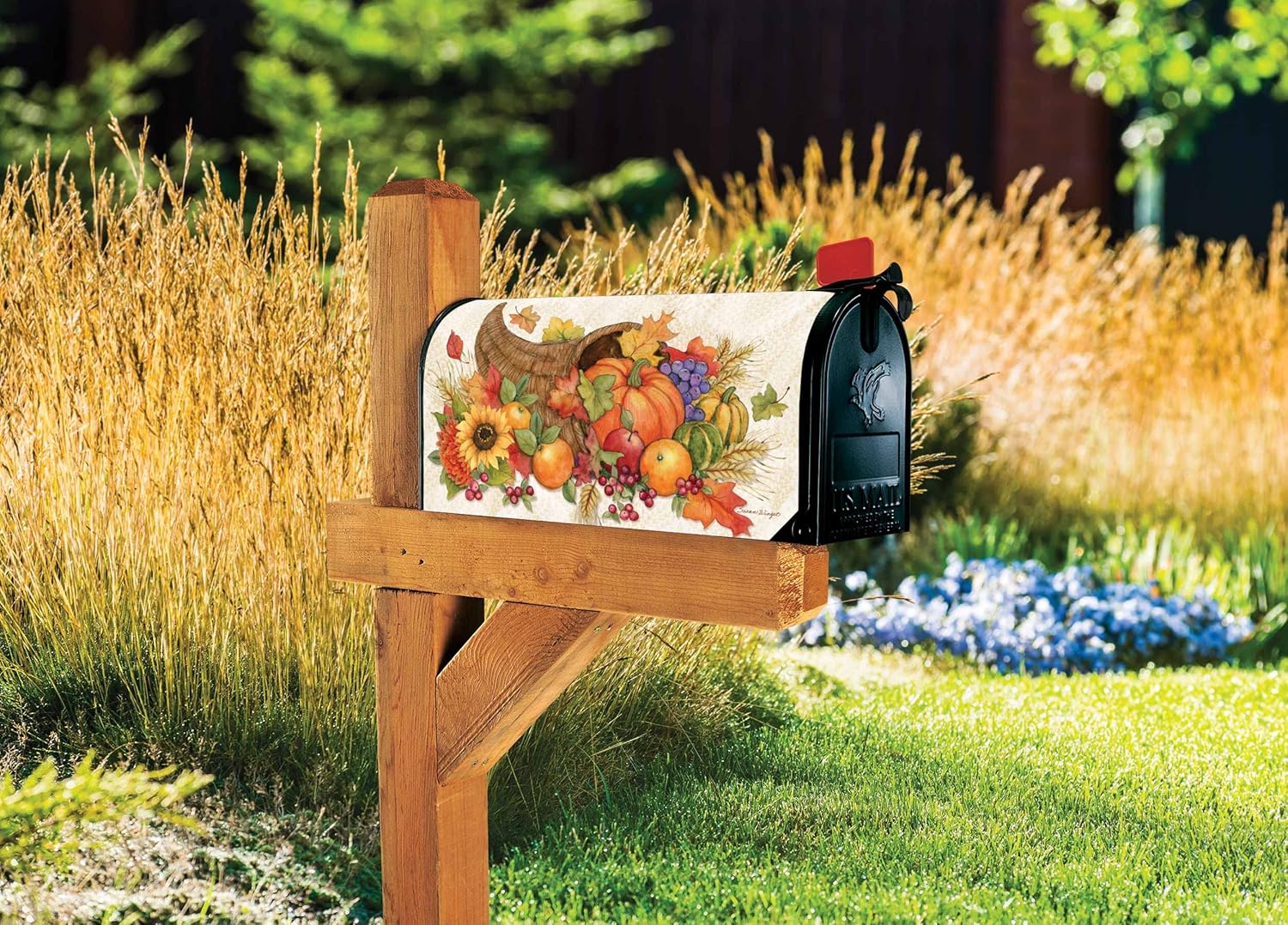 Studio M Thanksgiving Cornucopia Decorative Thanksgiving Cornucopia MailWrap, The Original Magnetic Mailbox Cover, Made in USA, Superior Weather Durability, Standard Size fits 6.5W x 19L Inch Mailbox