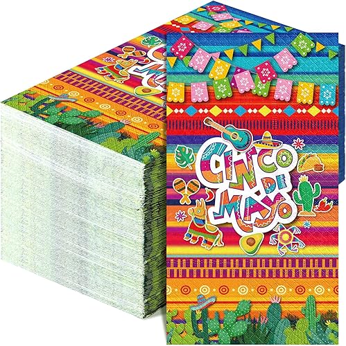 Miniatura 9 de Yeaqee 200 servilletas Eid Mubarak Ramadán desechables de papel mexicano para fiesta de Cinco de Mayo, suministros para fiesta, taco, fiesta
