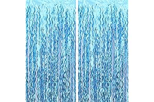 Wavy Tinsel Foil Fringe Curtain Photo Booth Props for Mermaid Birthday Under...