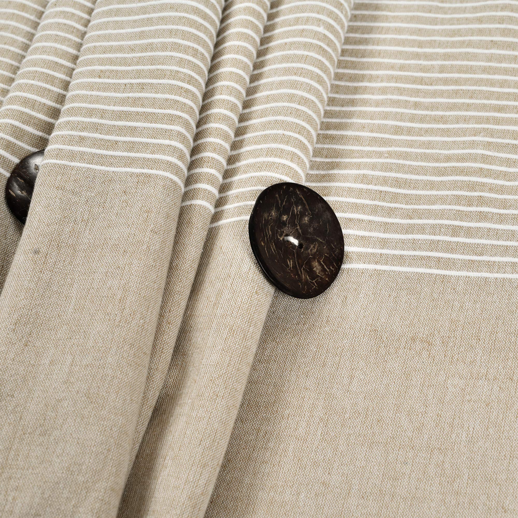Lush Decor Beige Linen Woven Cotton Shower Curtain, Farmhouse Button Stripe, Yarn Dyed (72" x 72"), W 72" x L 72" (1 Panels) - Image 4