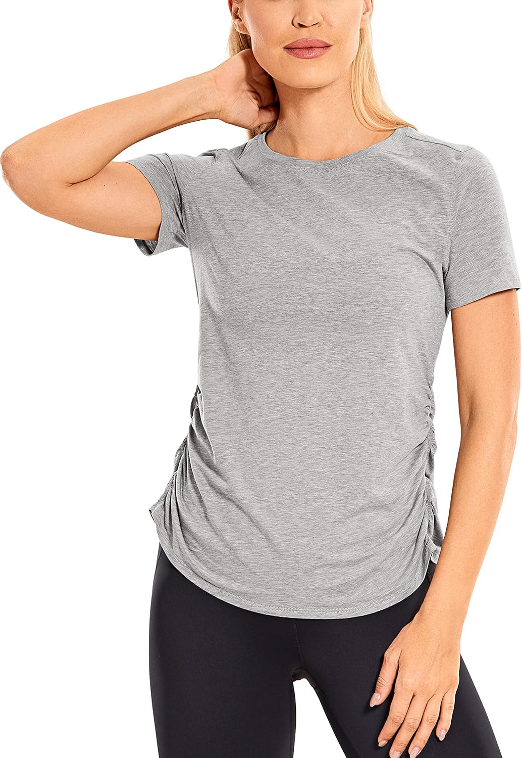 CRZ YOGA Women's Workout Short Sleeves Athleisure Shirts Split Back