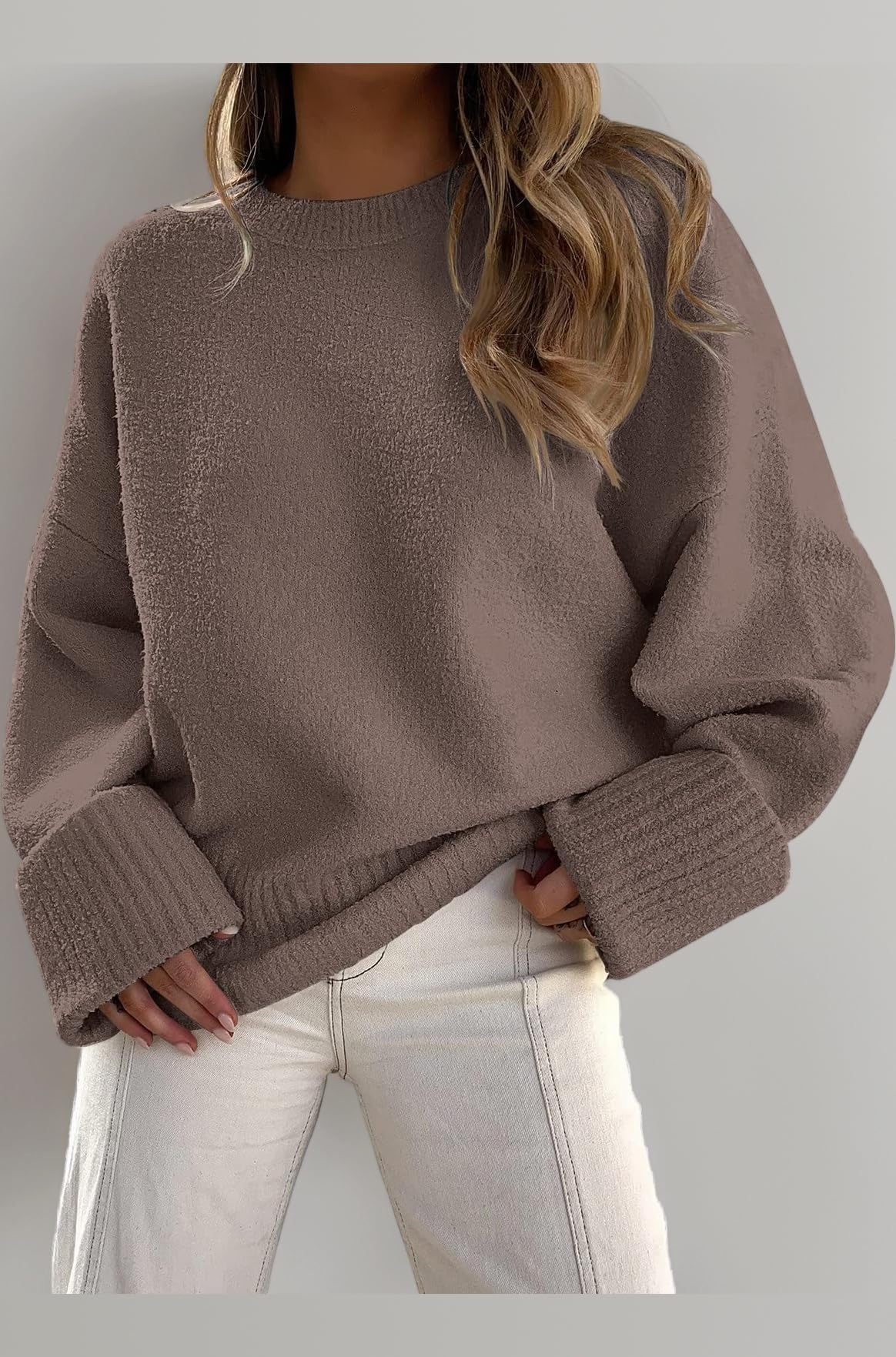 Women's Oversized Sweaters Fuzzy Chunky Warm Pullover Sweater