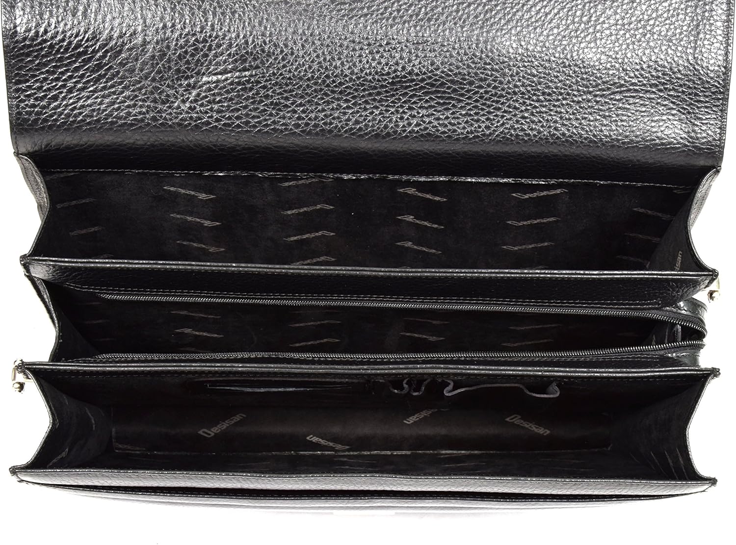Mens Real Leather Briefcase Classic Bag Organiser Carter Black