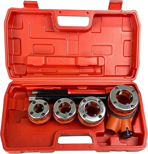 Miniatura 9 de HFS(R) trinquetes para tuberías - Juego de herramienta de roscado de tubería con 6 prensas