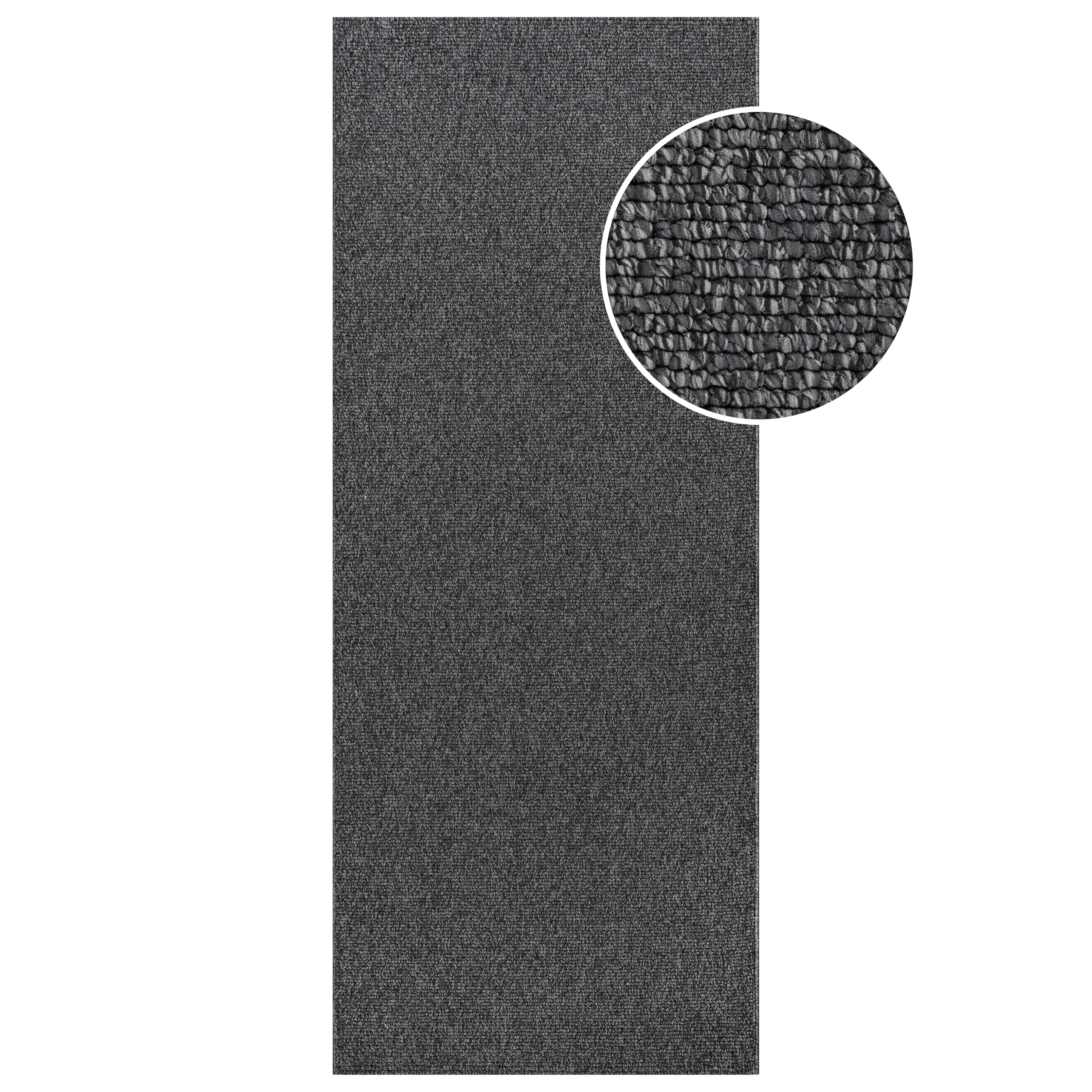 SANAT LORA Teppich Wohnzimmer – Soft Loop Teppich, modern für Schlafzimmer, Arbeitszimmer, Flur, Kinderzimmer & Küche – gesprenkeltes Design, Anthrazit, 80 x 200 cm